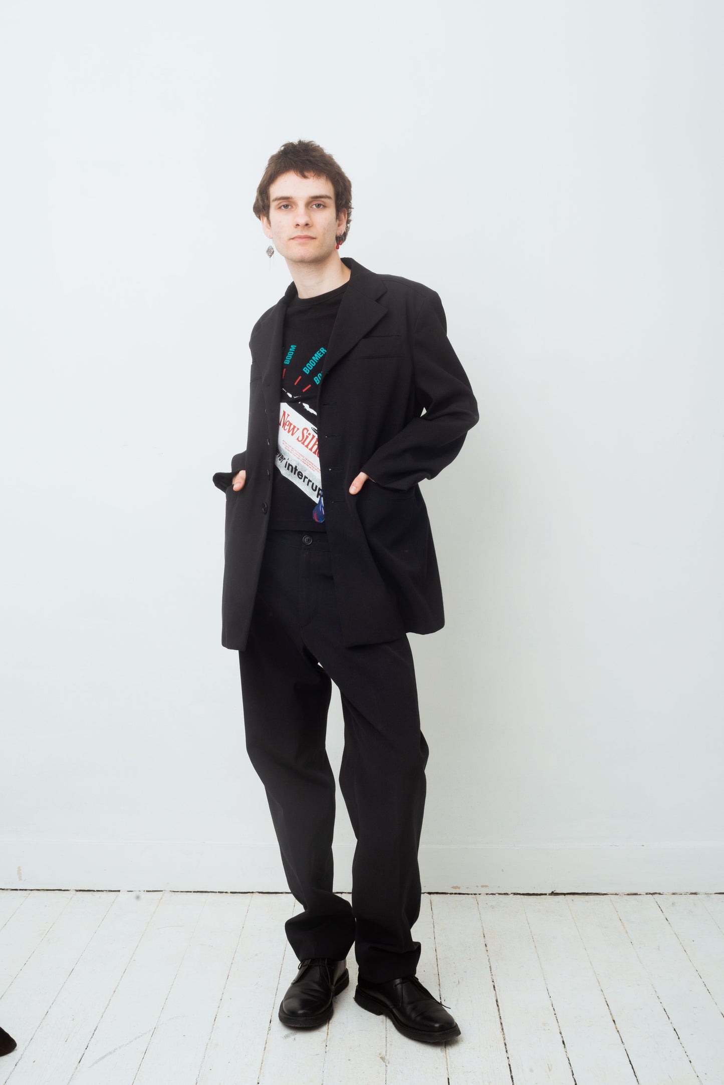 Dirk Bikkembergs 2000's technical fabric dark blue suit