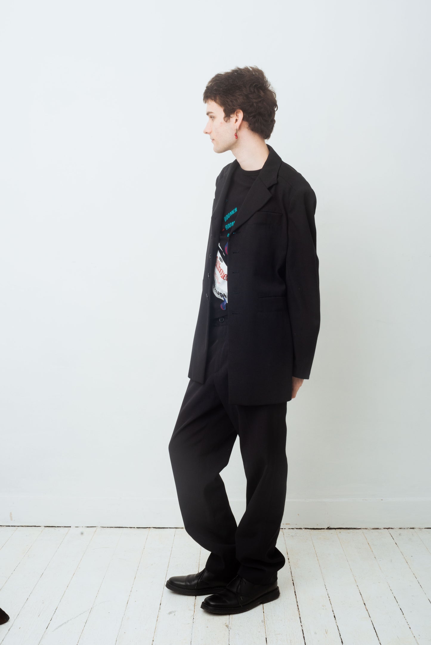 Dirk Bikkembergs 2000's technical fabric dark blue suit
