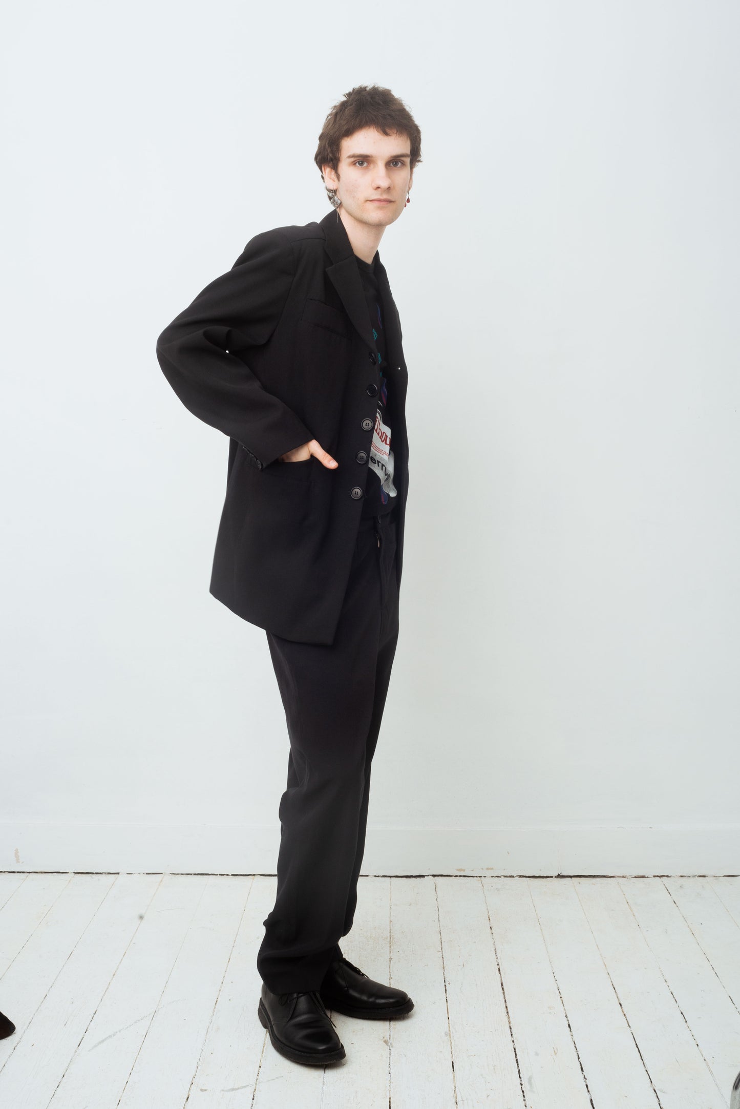 Dirk Bikkembergs 2000's technical fabric dark blue suit