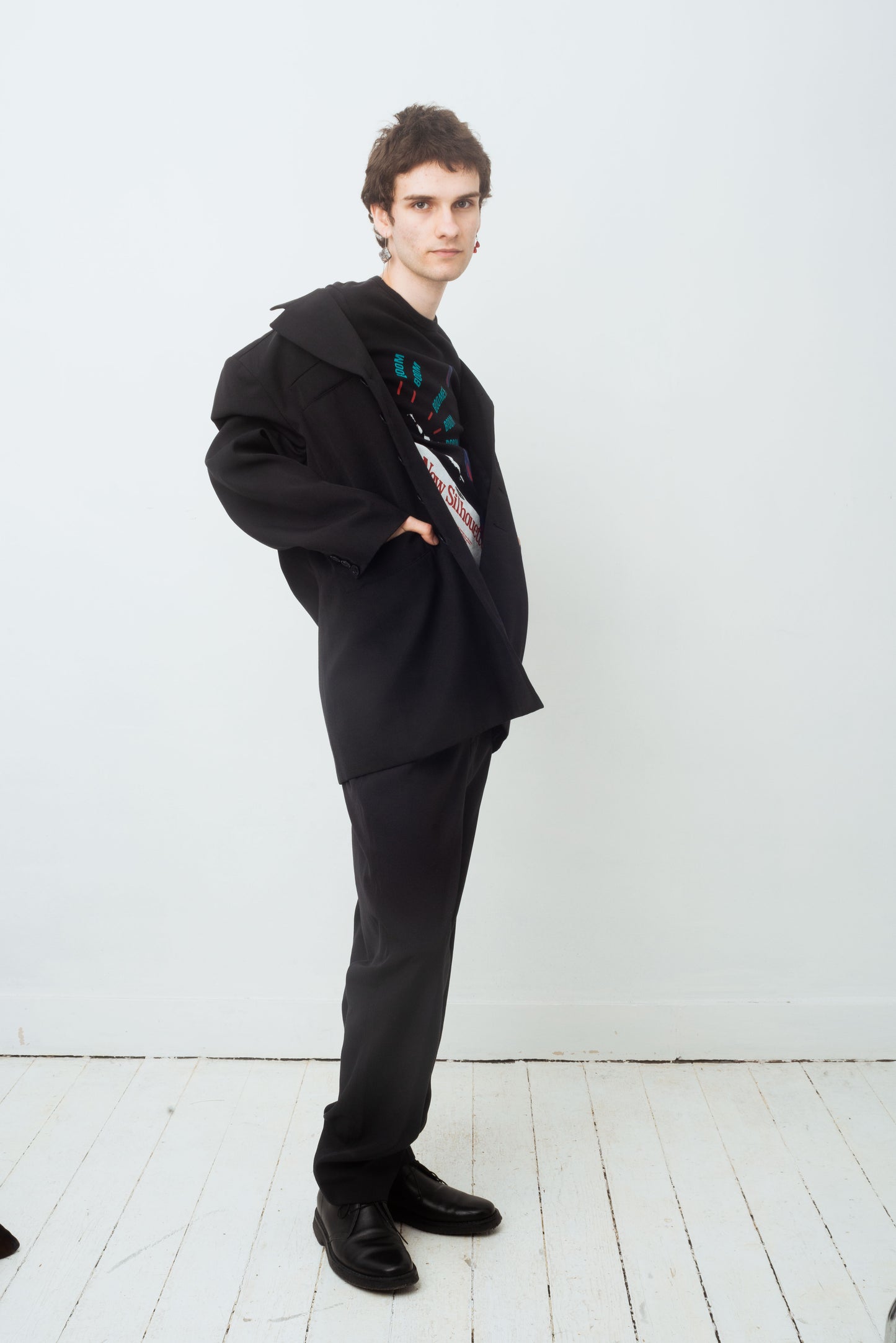Dirk Bikkembergs 2000's technical fabric dark blue suit