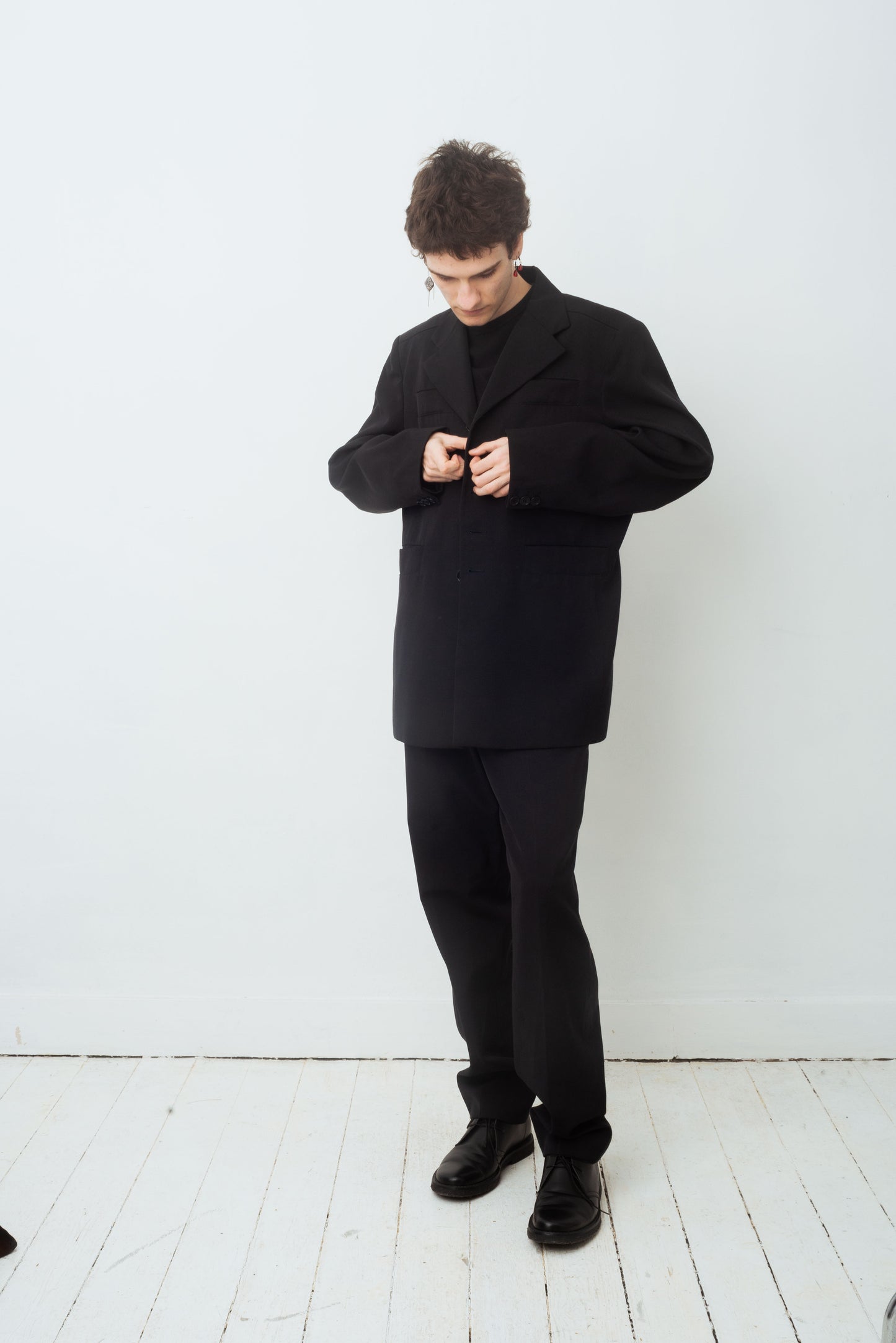 Dirk Bikkembergs 2000's technical fabric dark blue suit