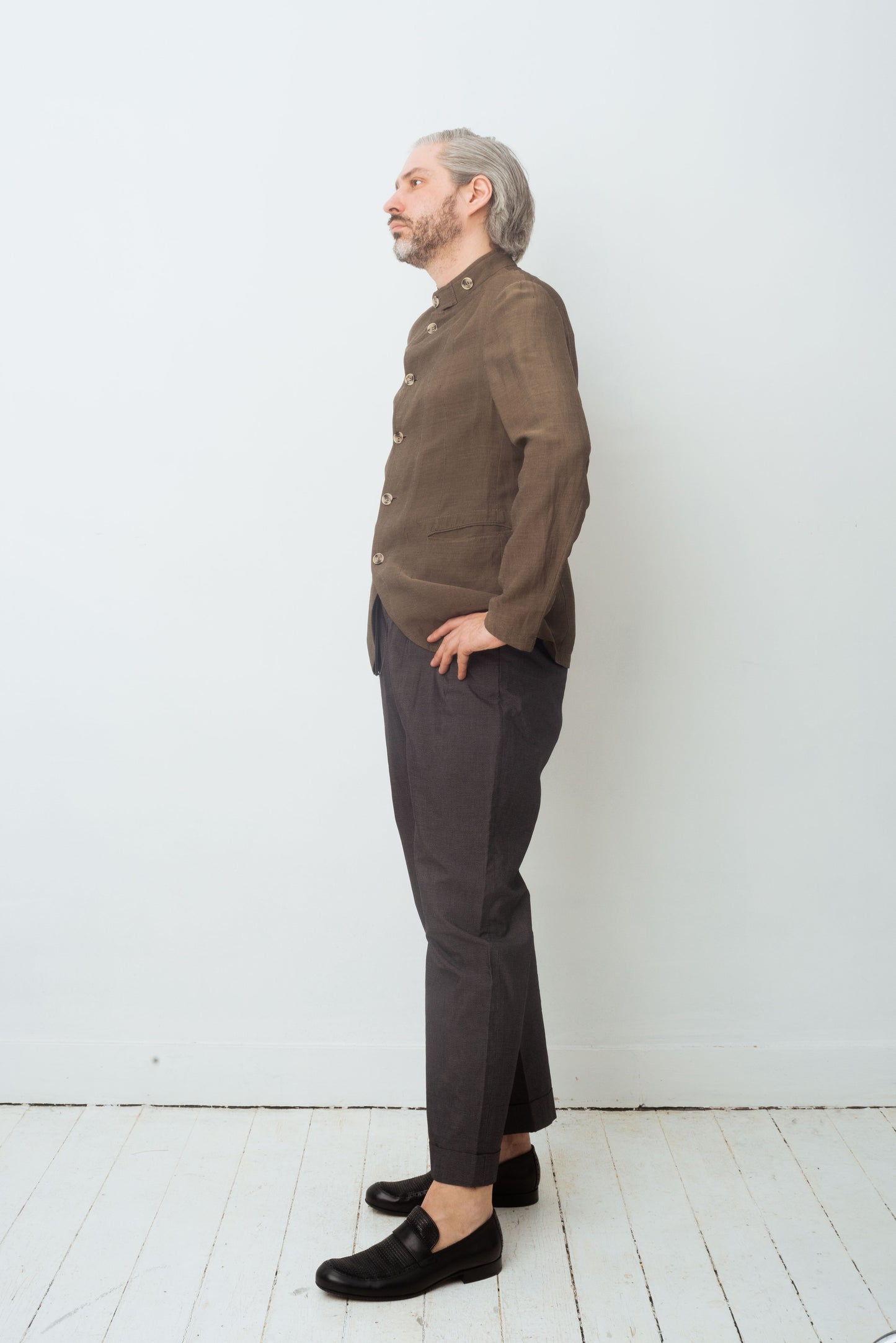 Paul Smith 2010's cotton wide dark grey trousers with drawstring