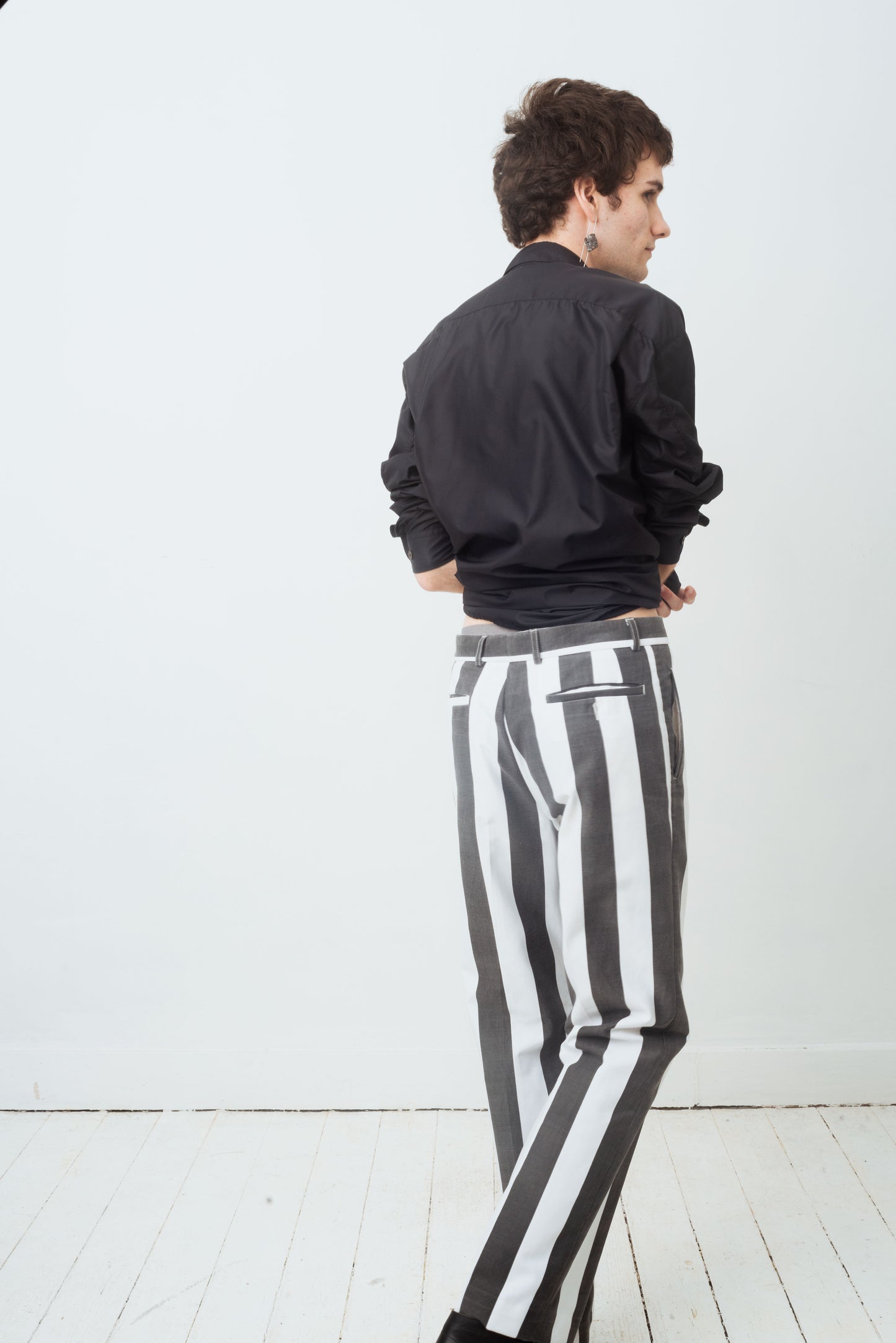 Xavier Delcour 90's cotton black and white striped pants