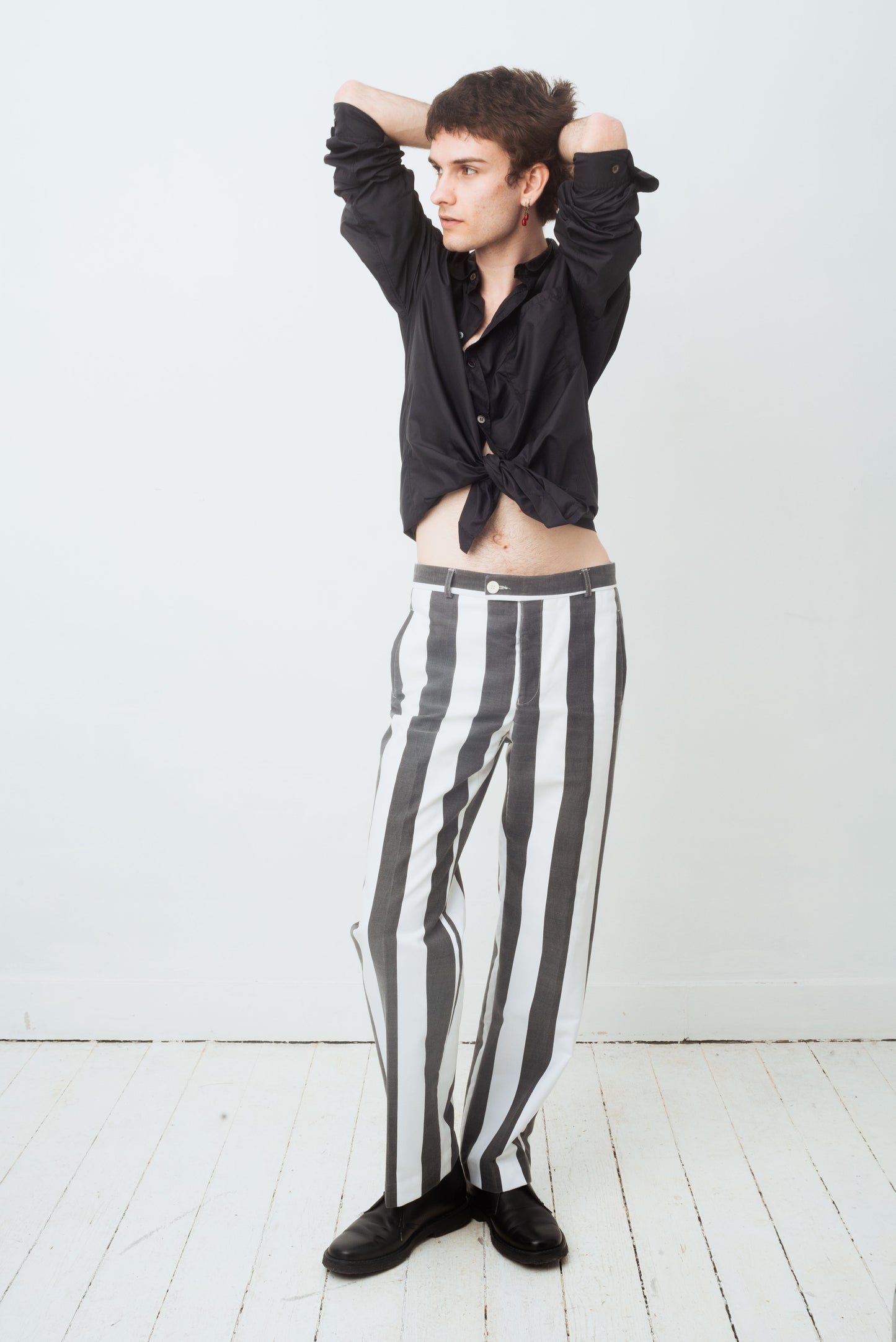 Xavier Delcour 90's cotton black and white striped pants