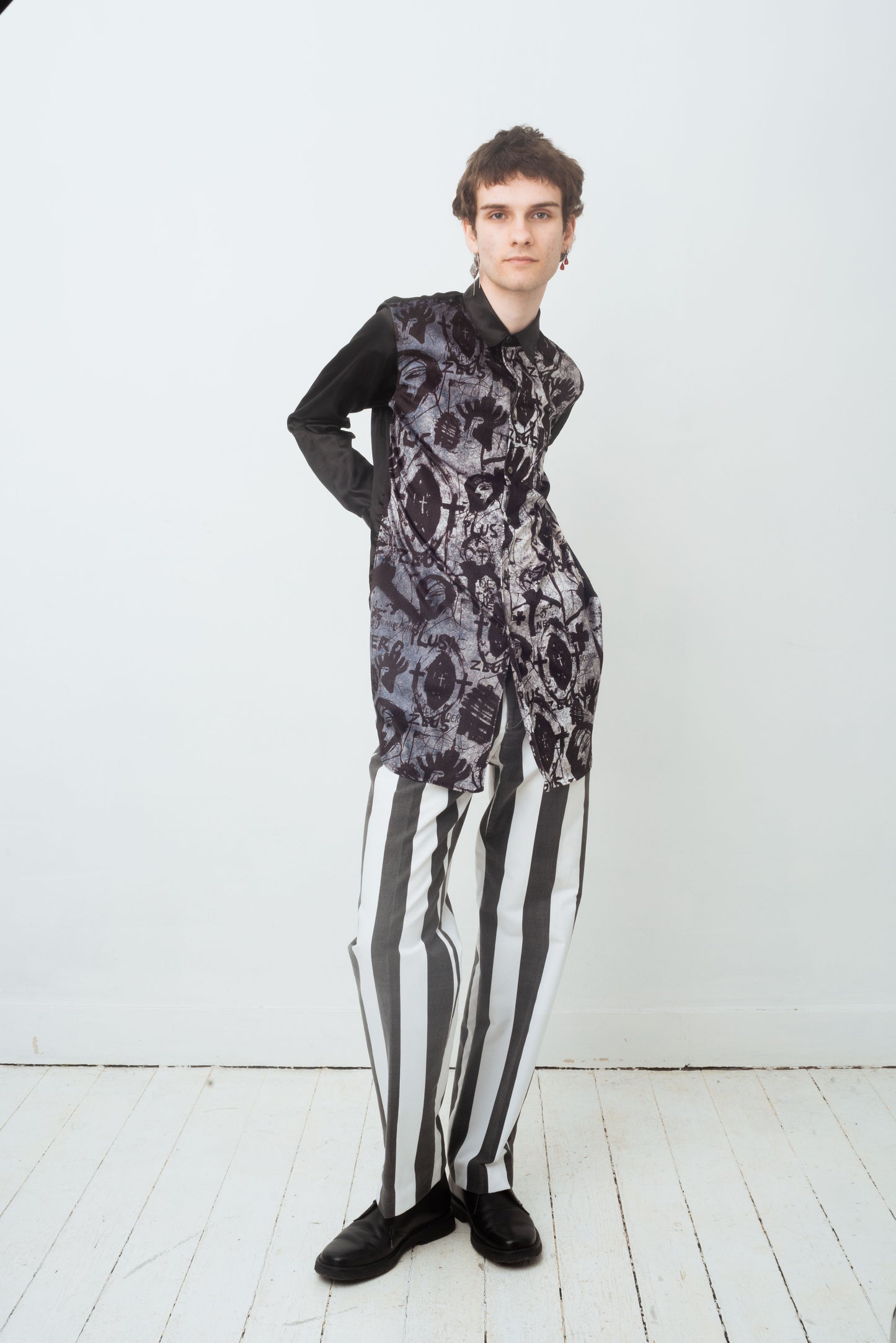 Comme des Garçons Homme Plus Fall 2019 x Jonathan Meese artist print shirt