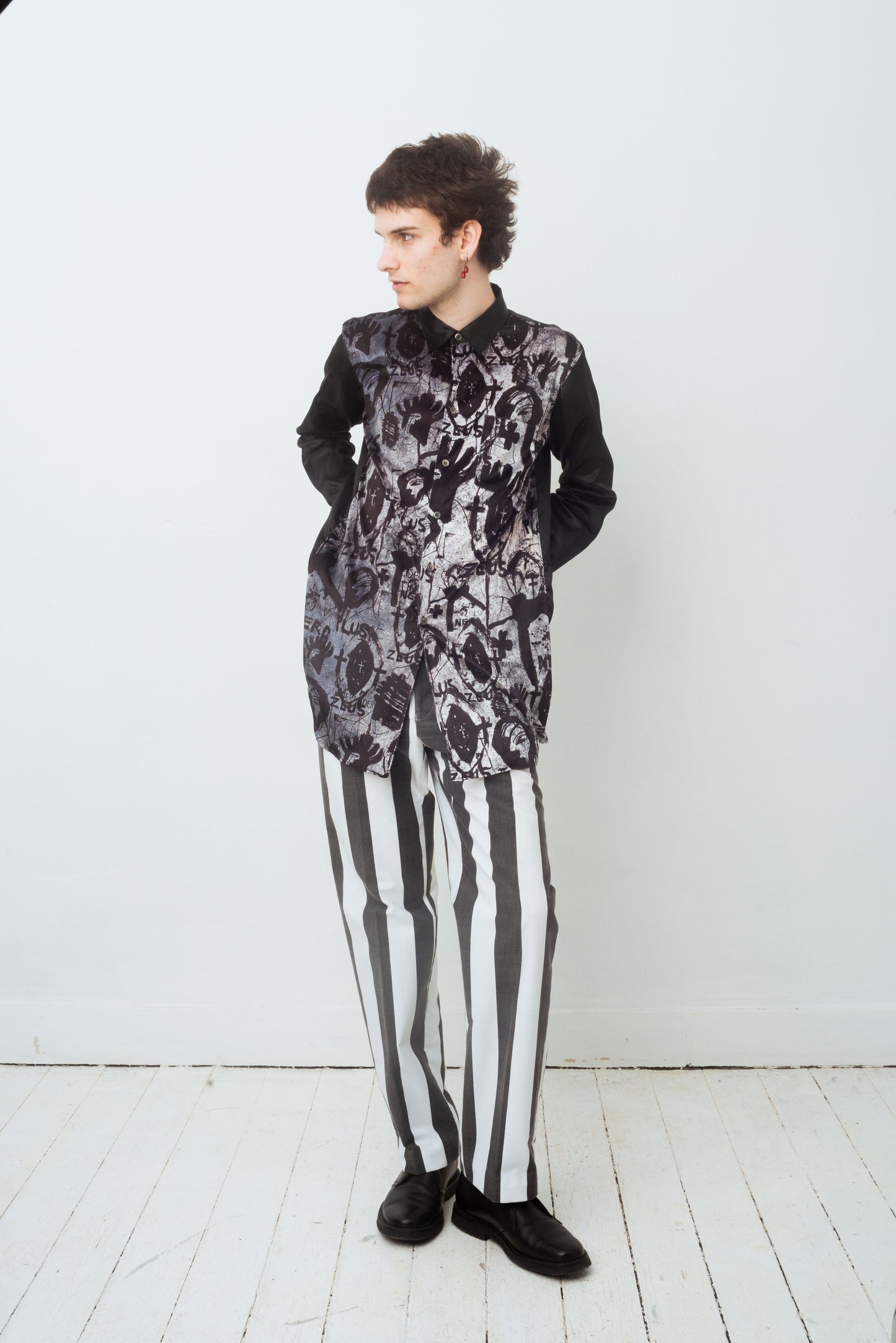 Comme des Garçons Homme Plus Fall 2019 x Jonathan Meese artist print shirt