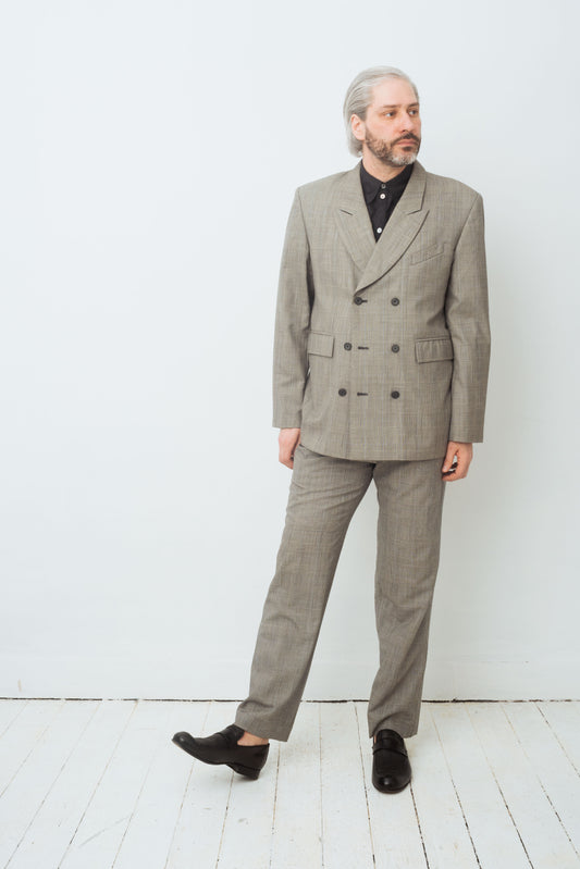 Dirk schönberger 90's greige glencheck double breasted suit
