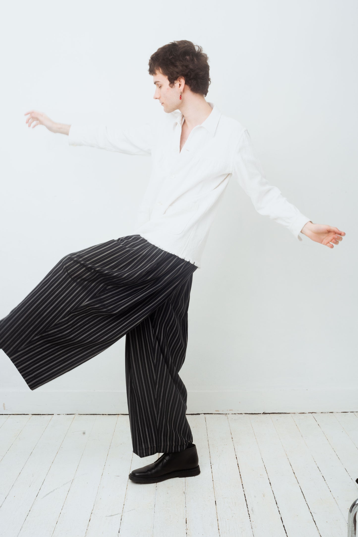 Armani 80's striped cotton navy balloon trousers