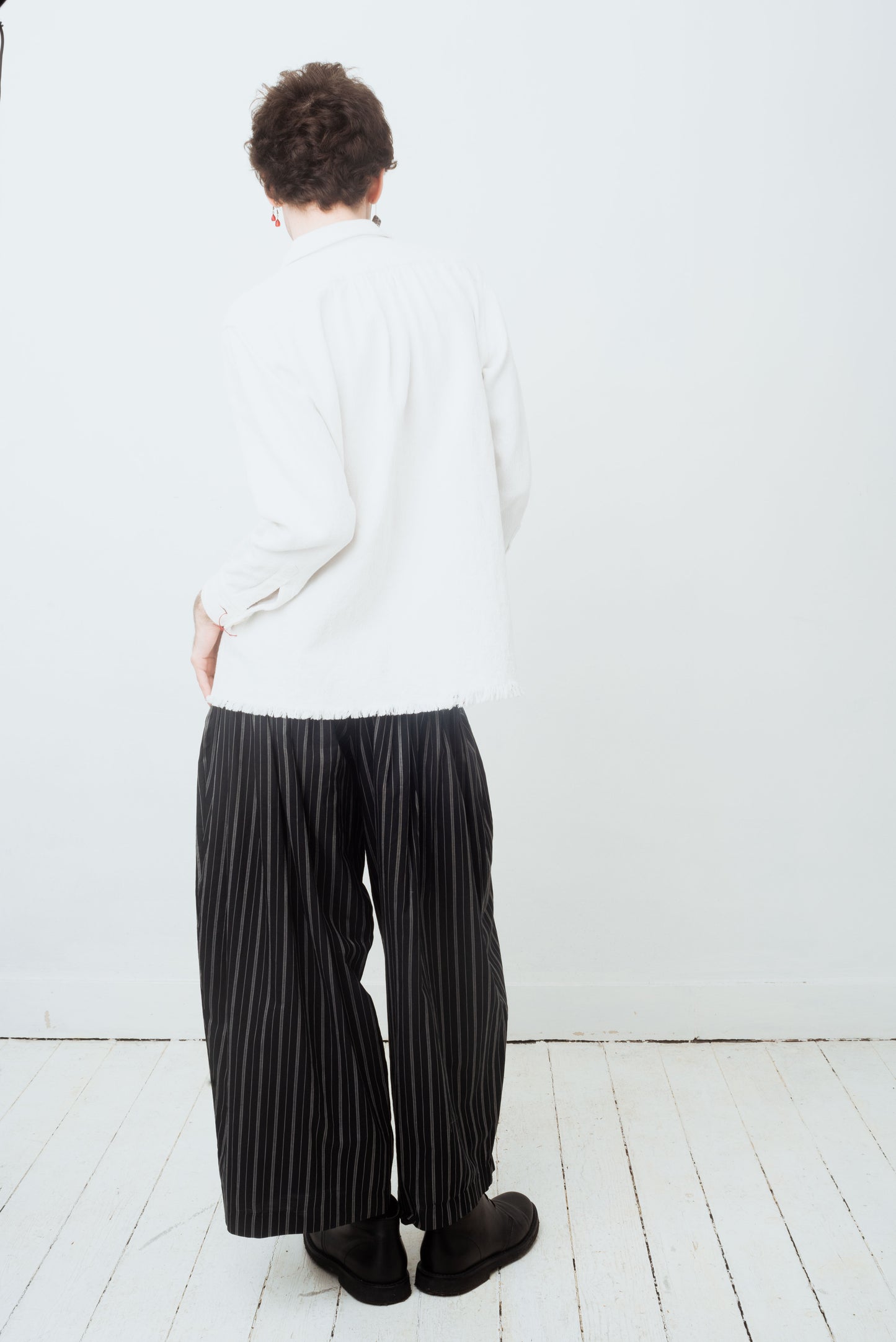 Armani 80's striped cotton navy balloon trousers