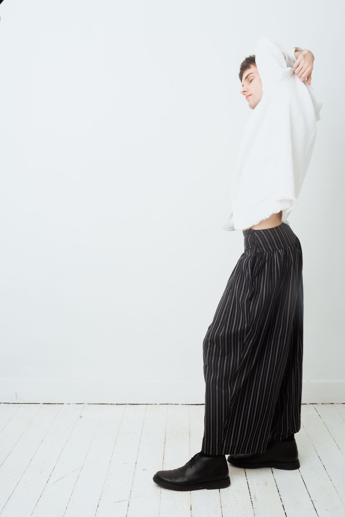Armani 80's striped cotton navy balloon trousers