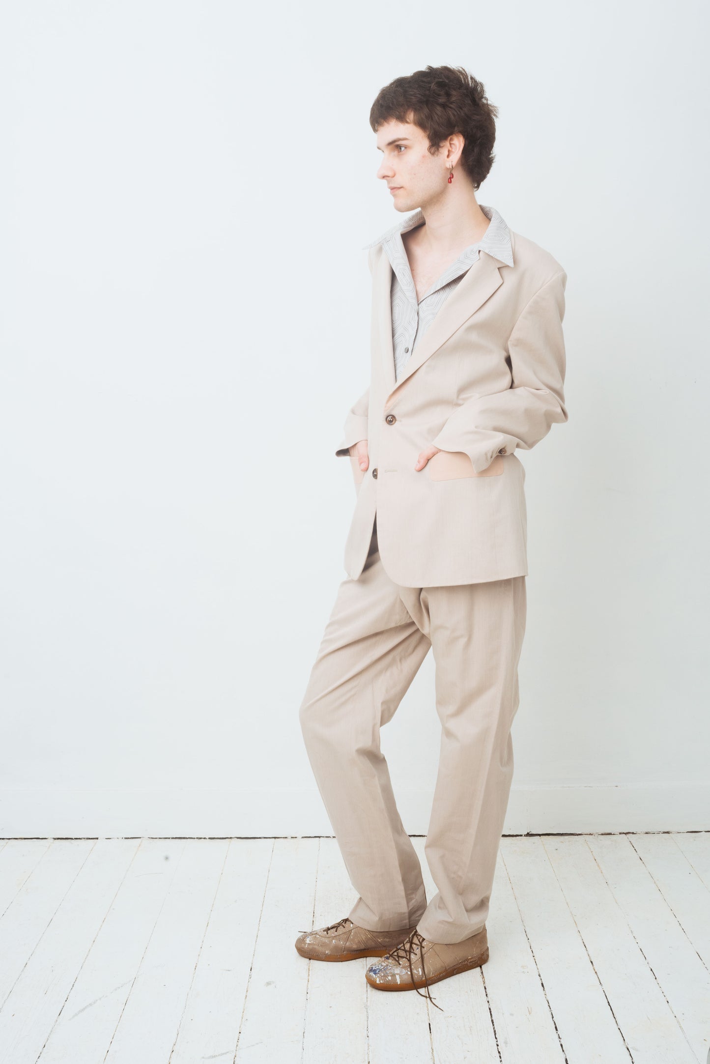Martin Margiela SS 2013 beige suit with soft pink details