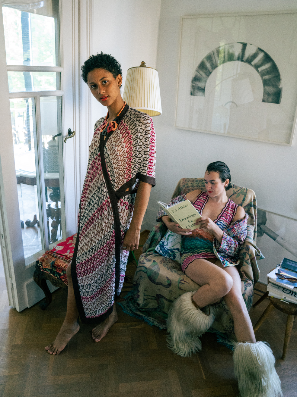 Missoni 90's knit wrap dress in shades of pink and brown