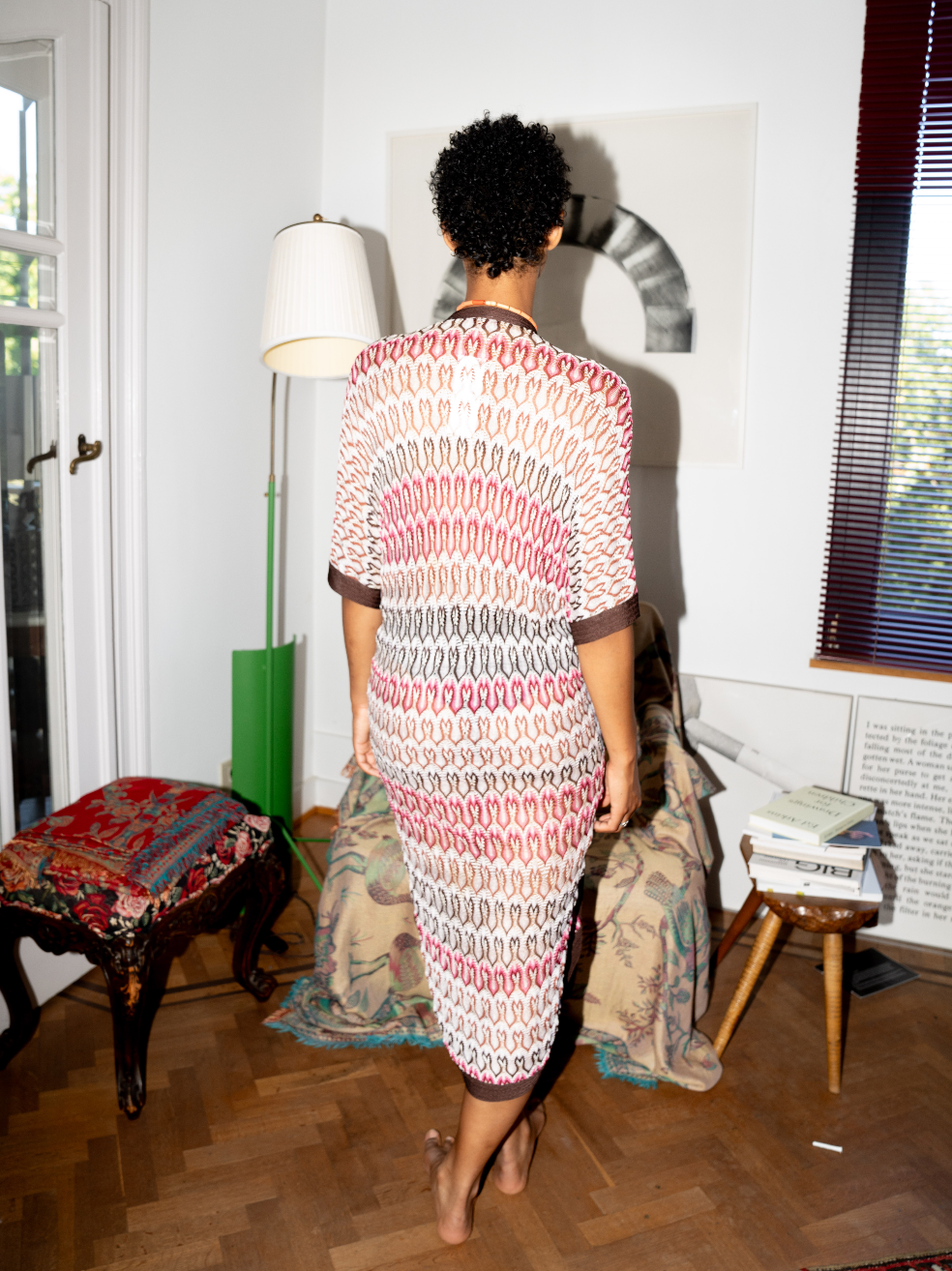 Missoni 90's knit wrap dress in shades of pink and brown