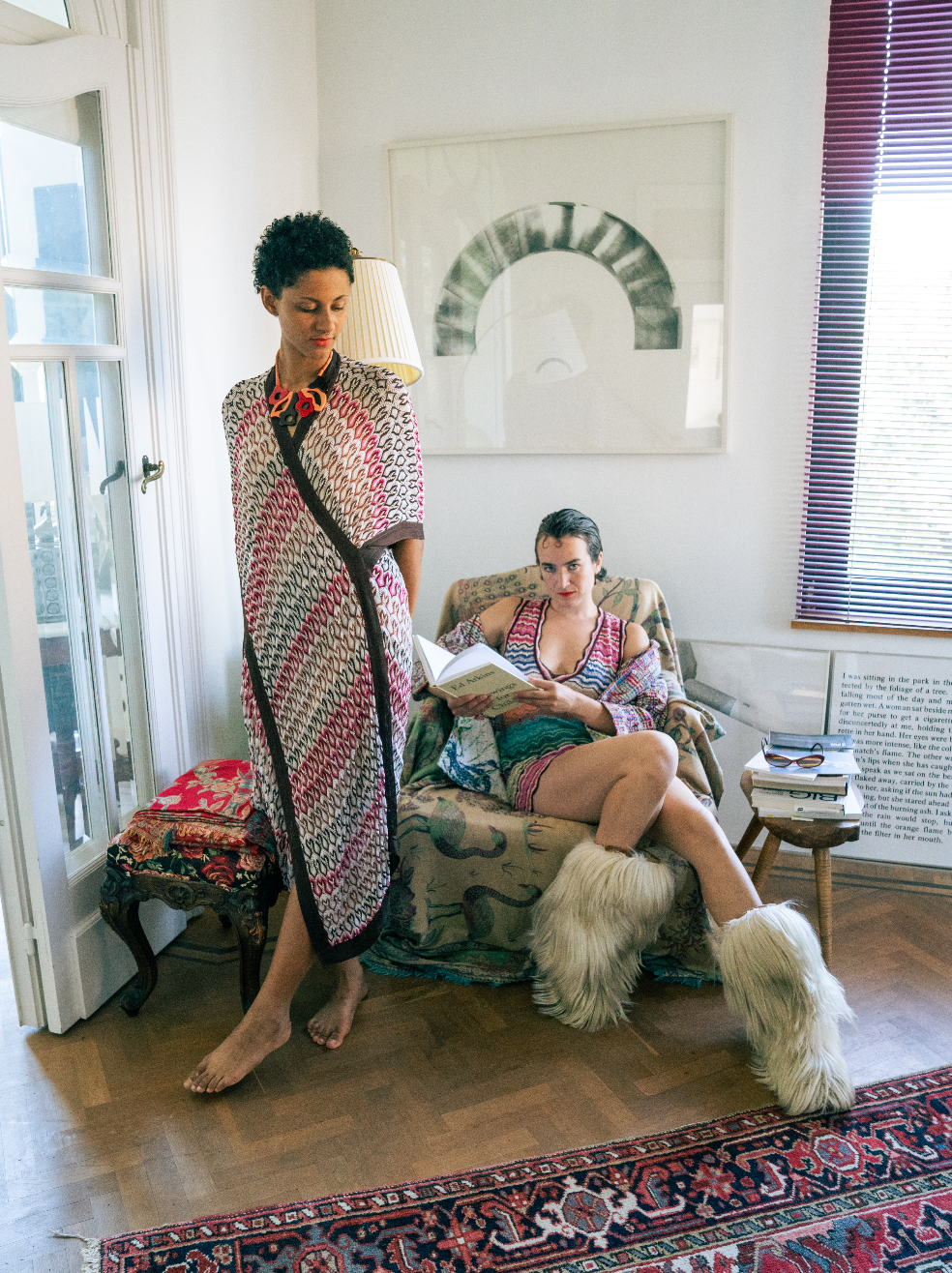 Missoni 90's knit wrap dress in shades of pink and brown