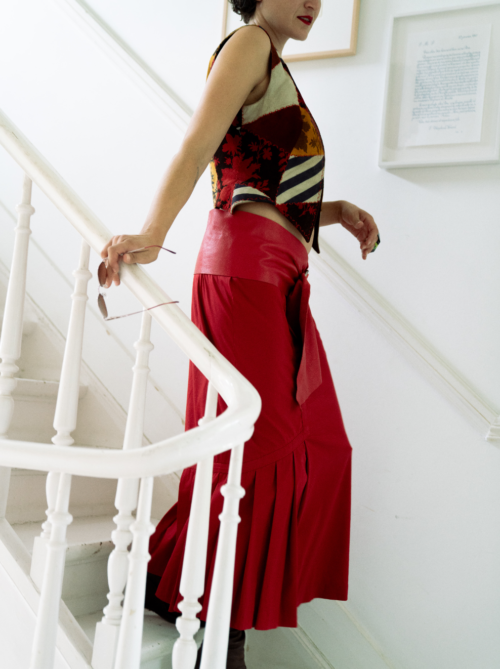 Comme des Garçons 2000's red leather wrap belt