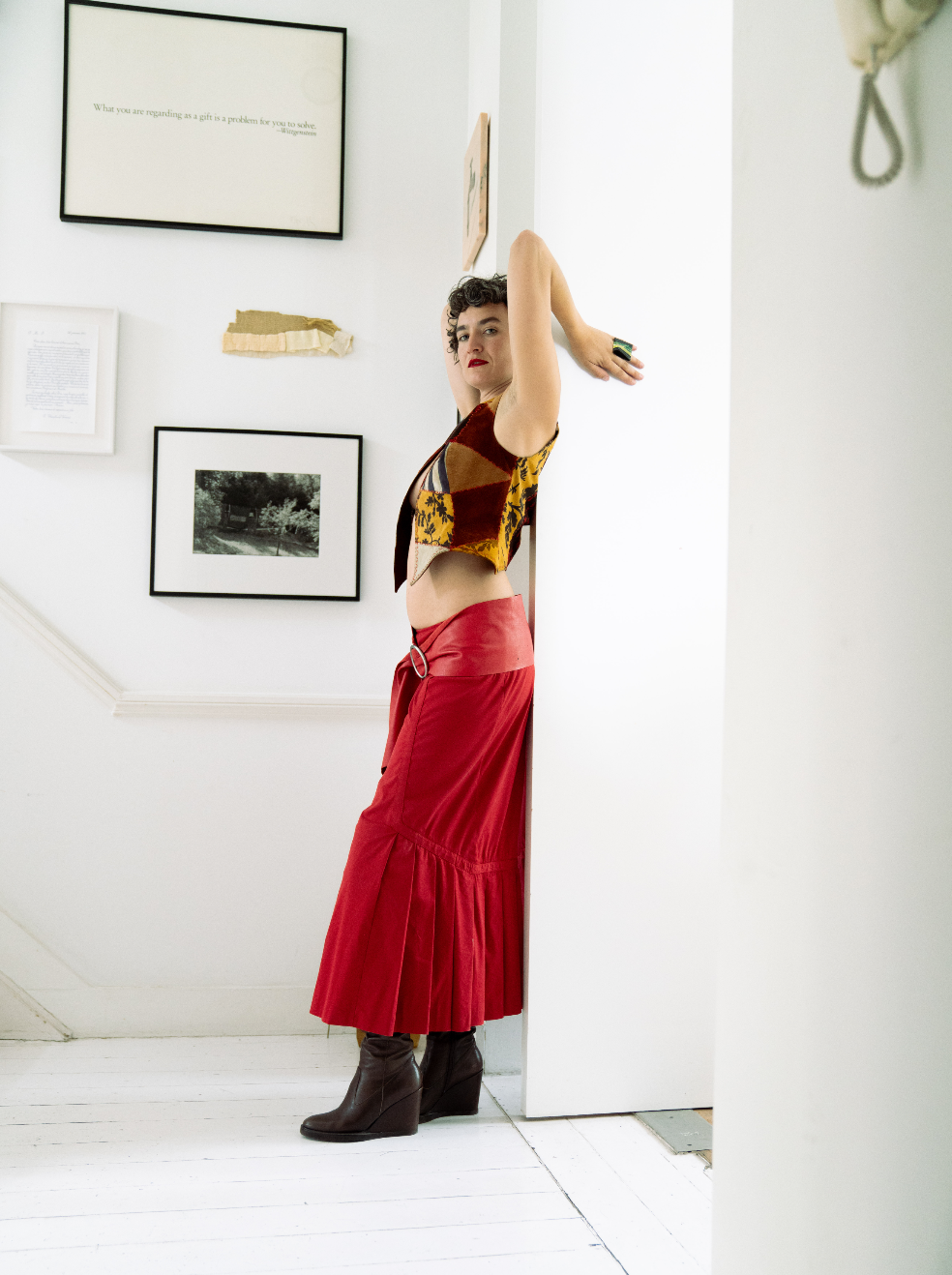 Comme des Garçons 2000's red leather wrap belt