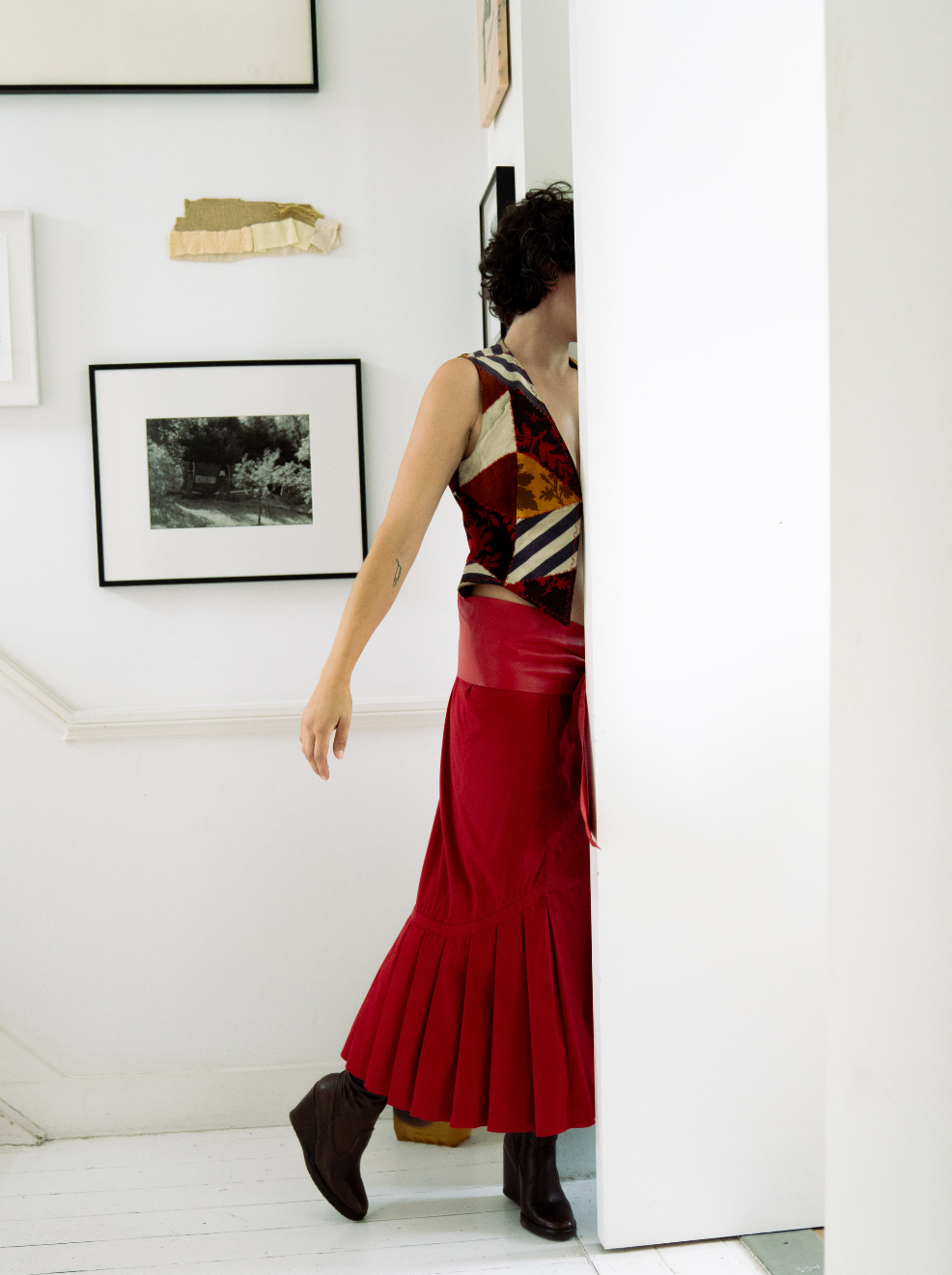 Prada 2000's nylon red maxi mermaid skirt