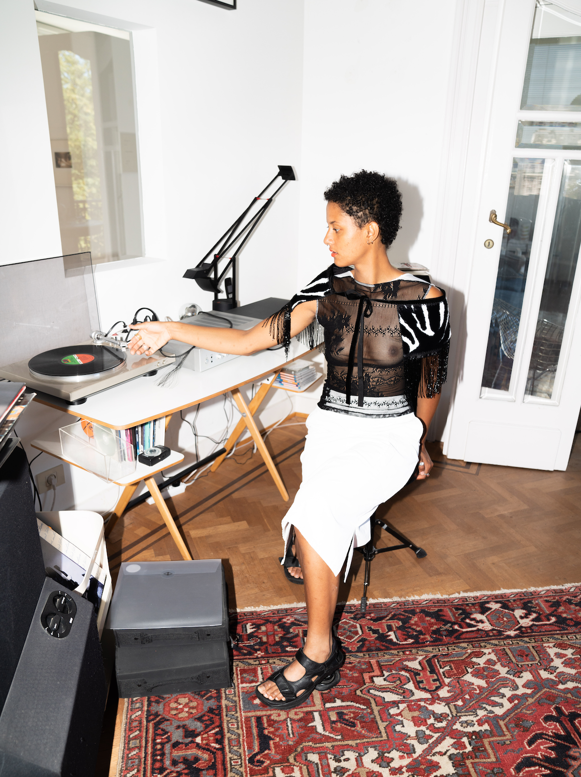DKNY 90's white cotton straight skirt