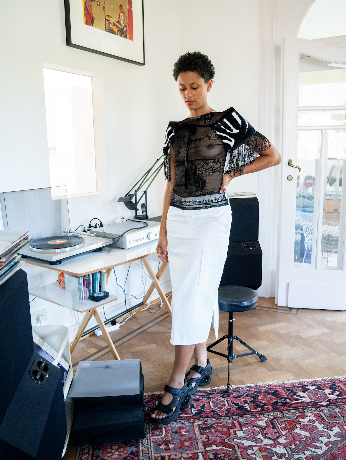 DKNY 90's white cotton straight skirt