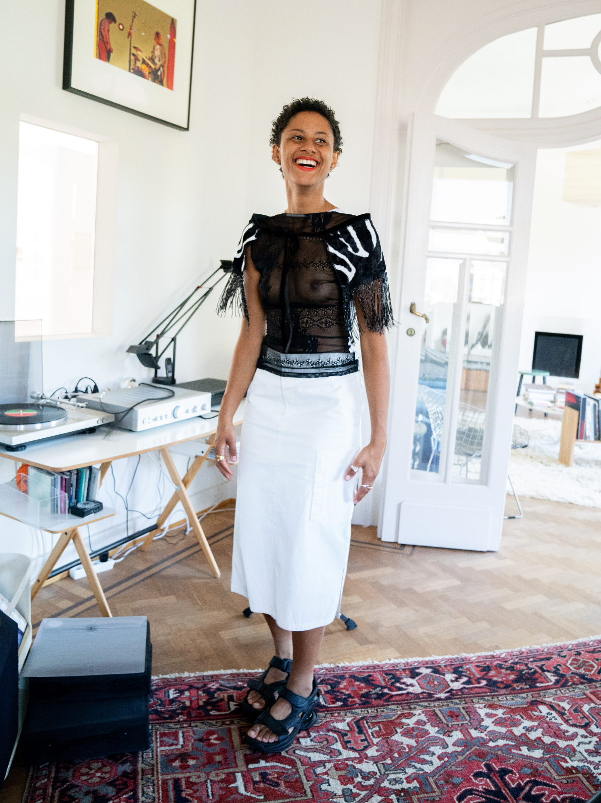 DKNY 90's white cotton straight skirt
