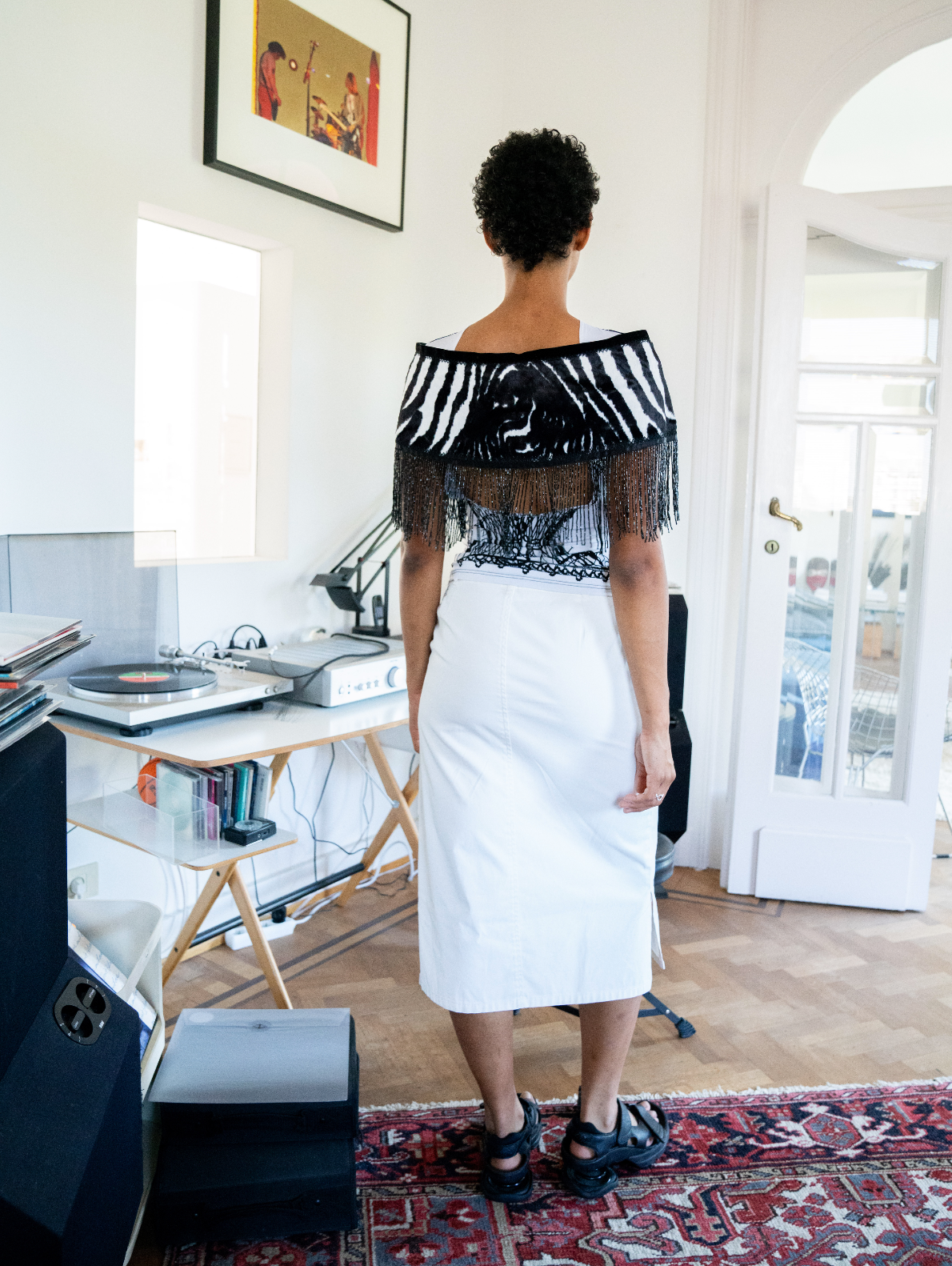 DKNY 90's white cotton straight skirt