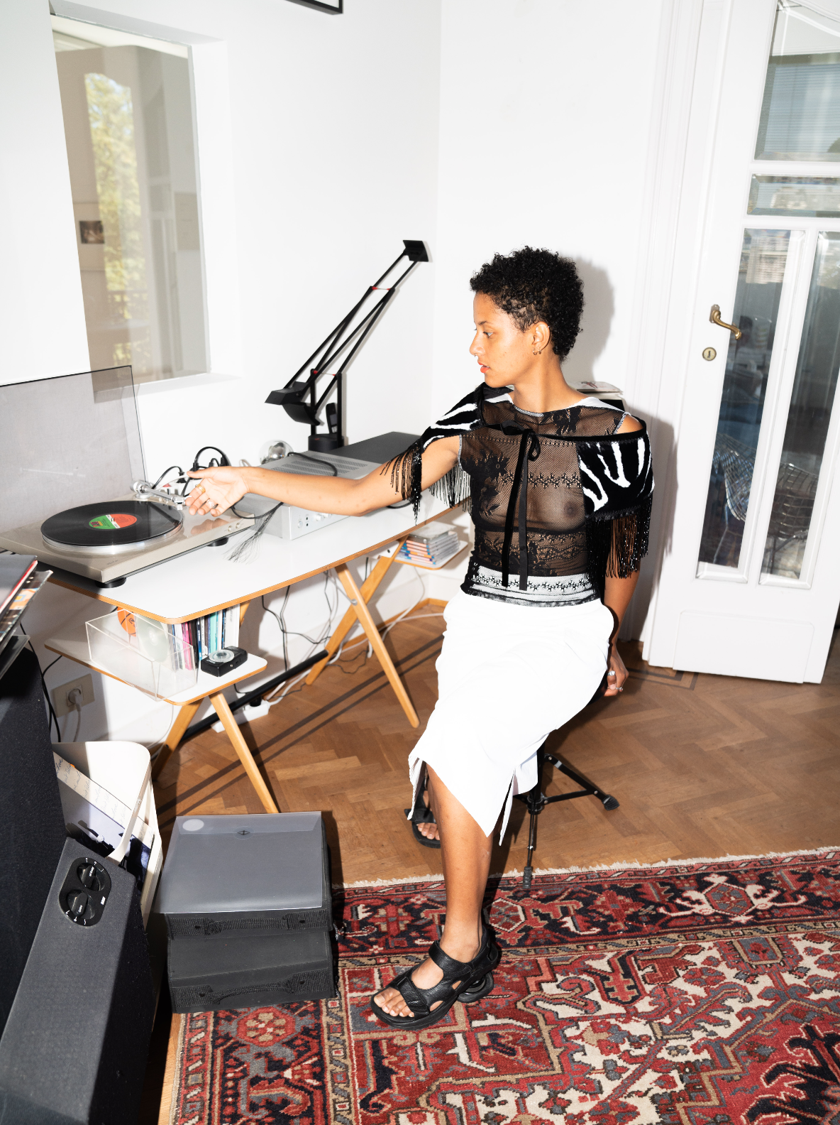 DKNY 90's white cotton straight skirt