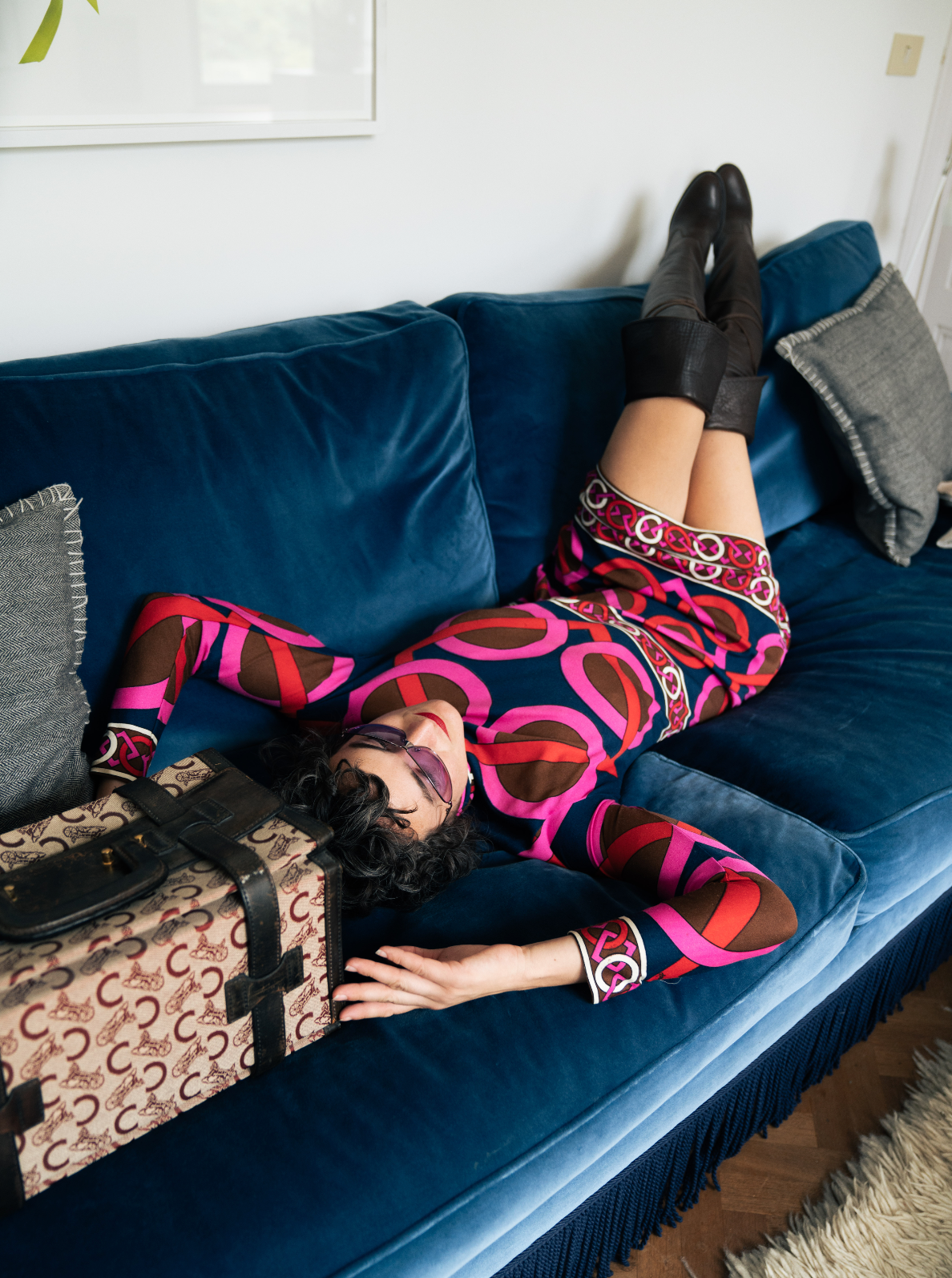 Artemis 70's trompe l'oeil 3D graphic print mini dress