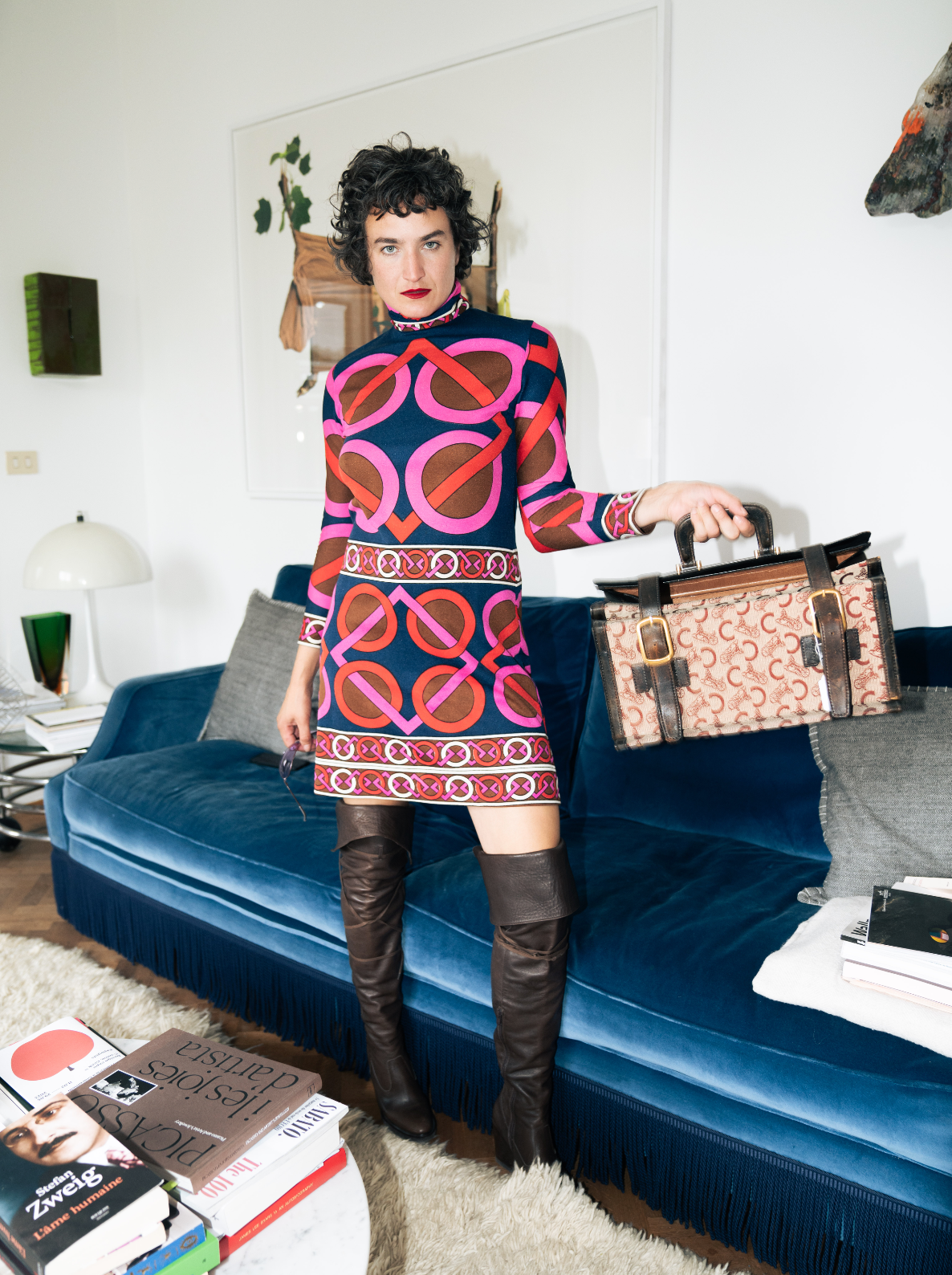 Artemis 70's trompe l'oeil 3D graphic print mini dress