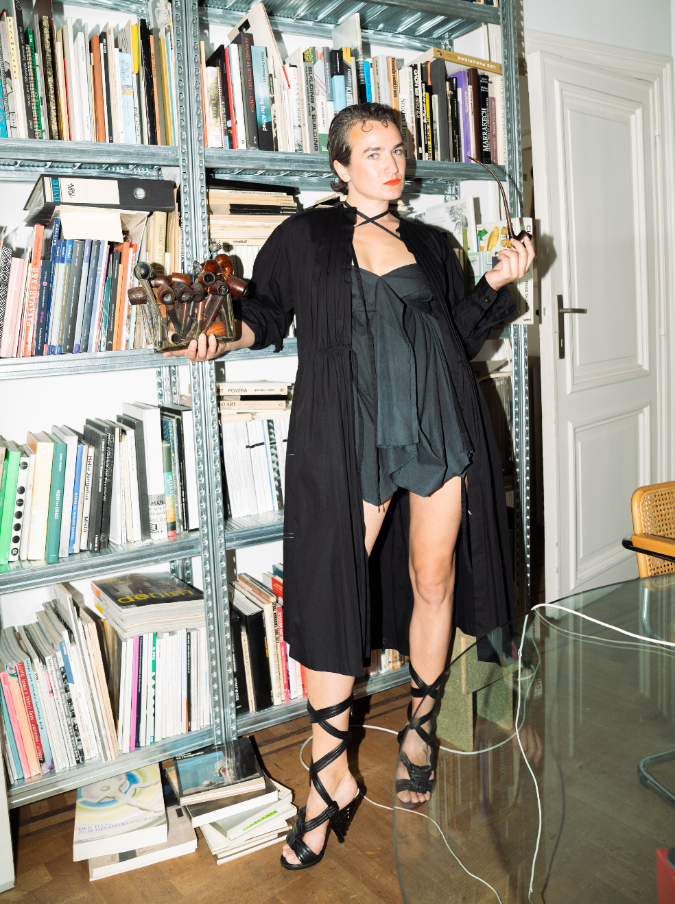 Dries van Noten SS 2006 black pleated long coat / dress