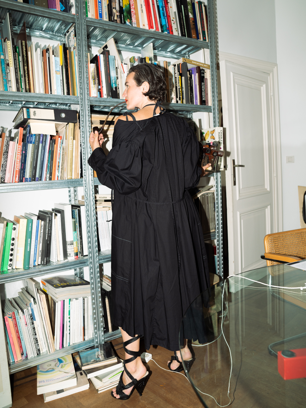 Dries van Noten SS 2006 black pleated long coat / dress