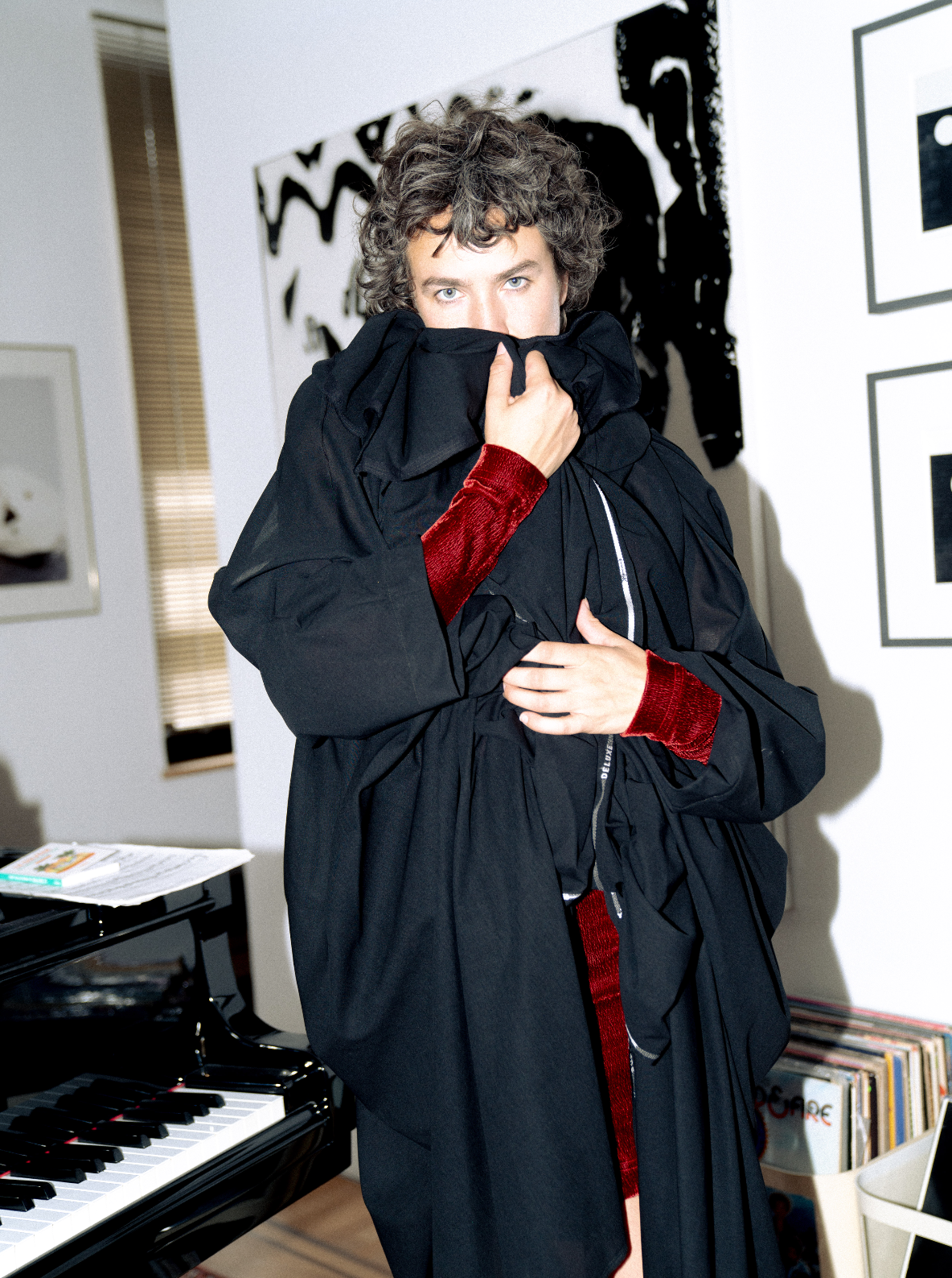 Comme des Garçons SS 2006 draped black long coat