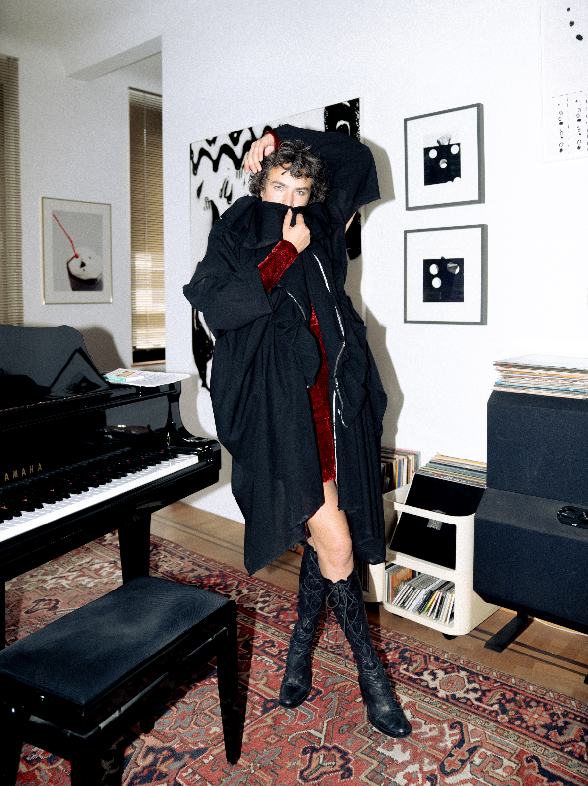Comme des Garçons SS 2006 draped black long coat