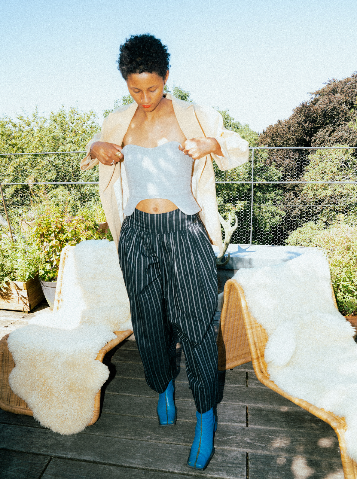 Armani 80's striped cotton balloon trousers