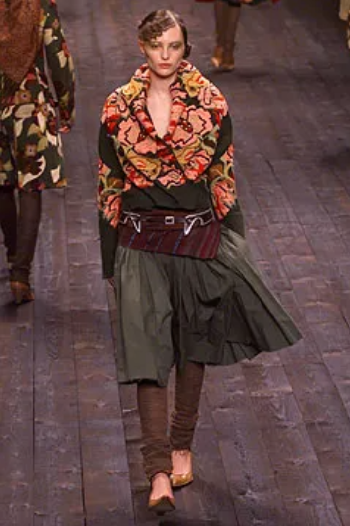 Dries van Noten FW 2002 linen runway jacket with embroidered flowers