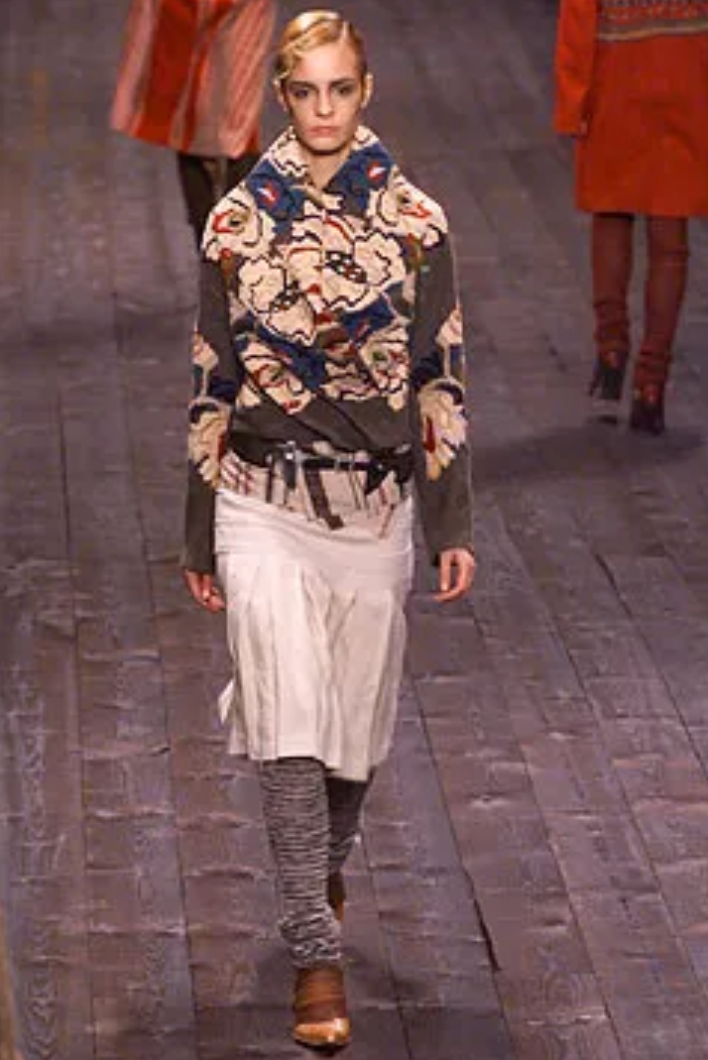 Dries van Noten FW 2002 linen runway jacket with embroidered flowers