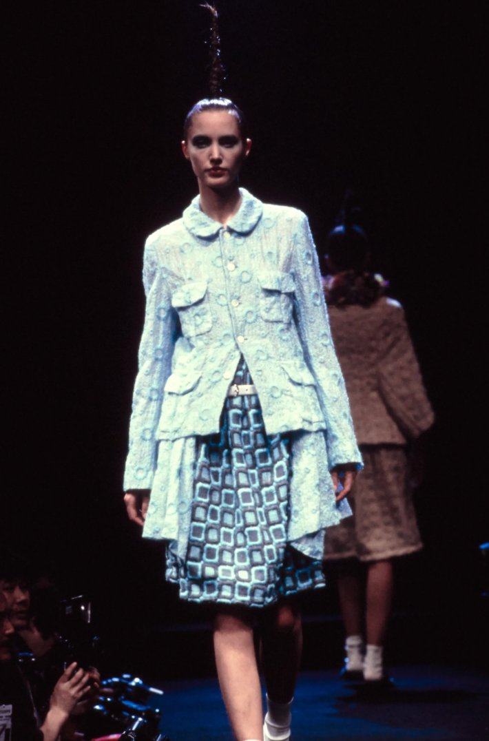 Comme des Garçons AD 1995 black wool coat with attached skirt
