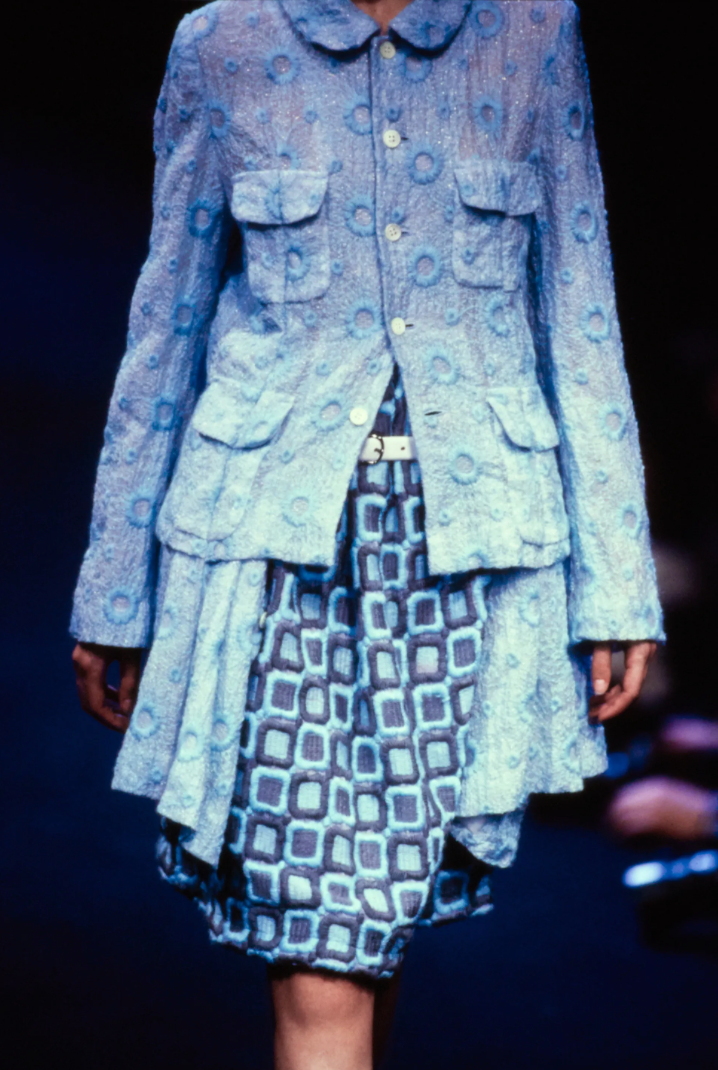 Comme des Garçons AD 1995 black wool coat with attached skirt