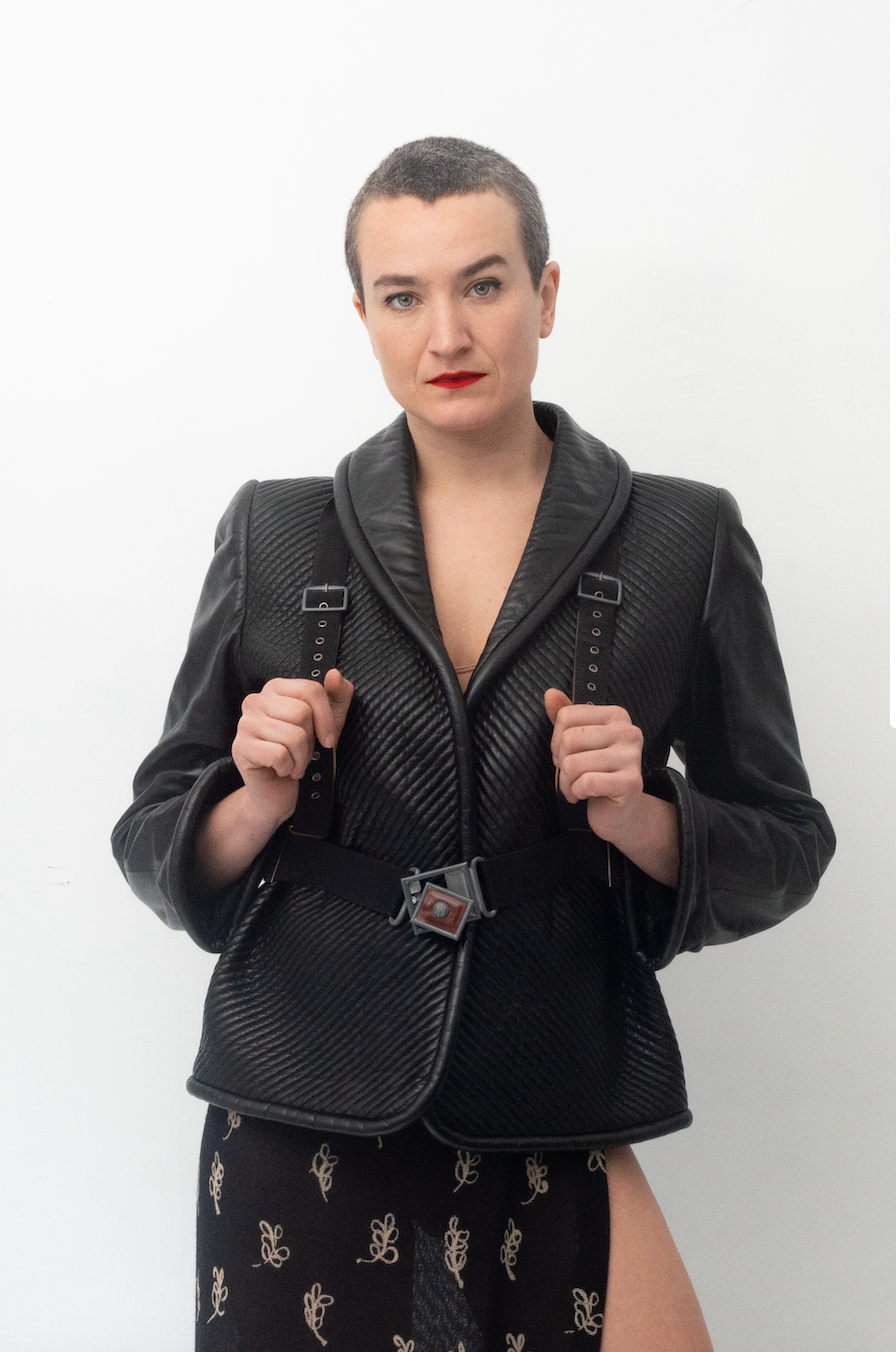 Jean Paul Gaultier 80's leather backpack with harness closure