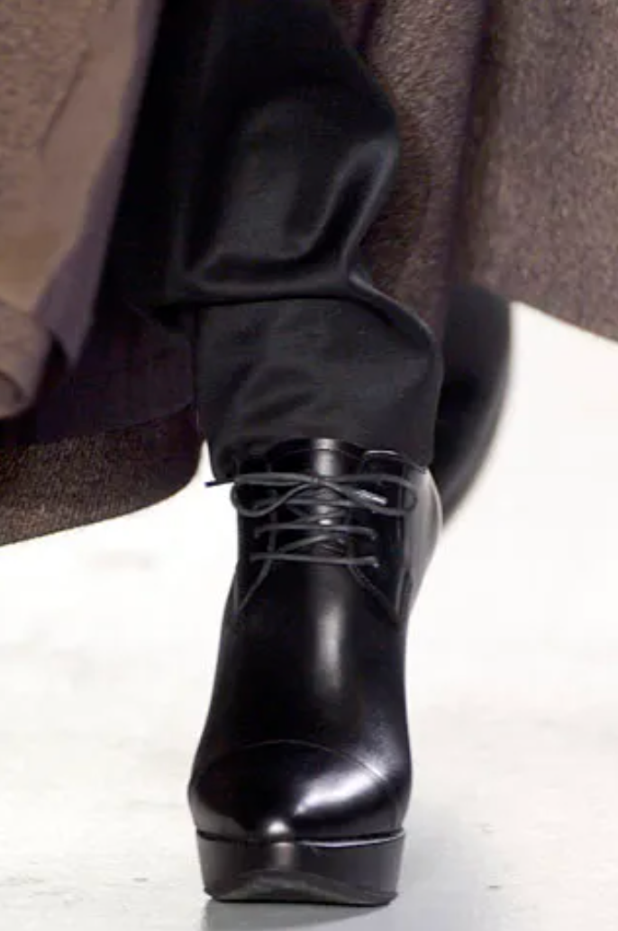Jil Sander FW 2006 killer black laced up wedge-heel boots