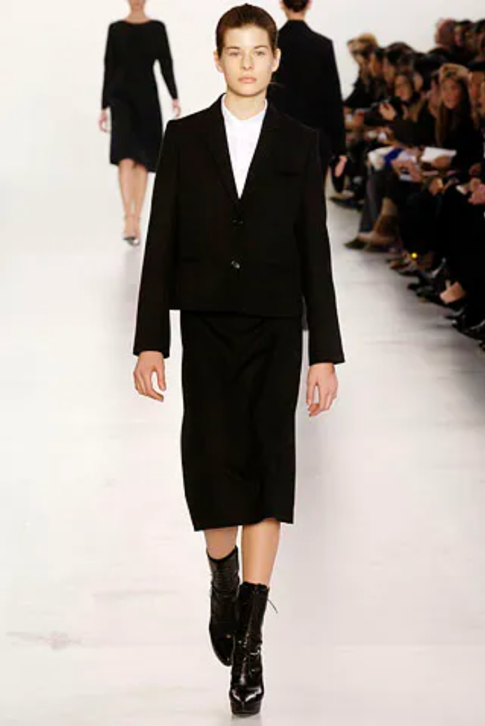 Jil Sander FW 2006 killer black laced up wedge-heel boots