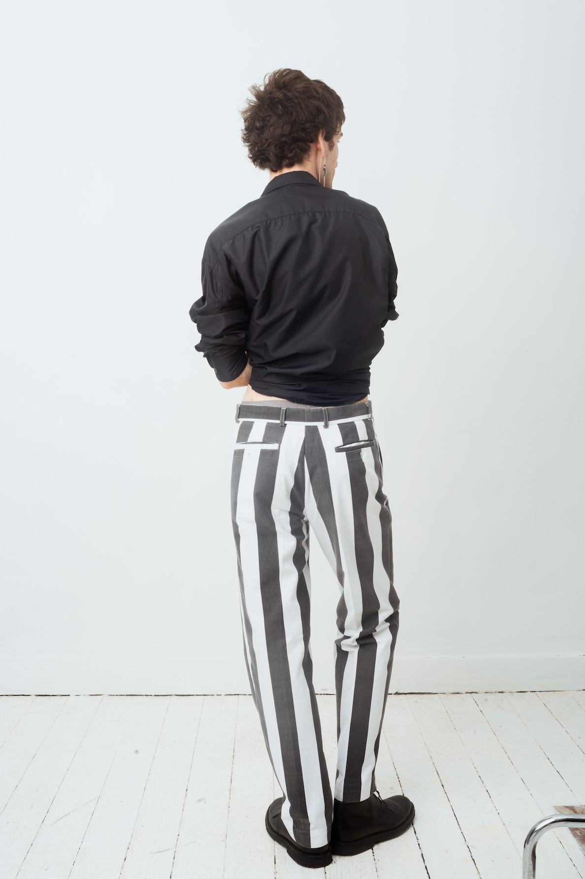 Xavier Delcour 90's cotton black and white striped pants