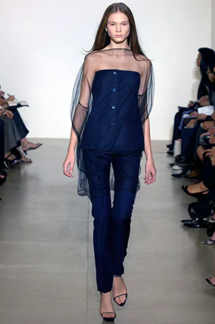Jil Sander SS 2008 dark blue corset pantsuit
