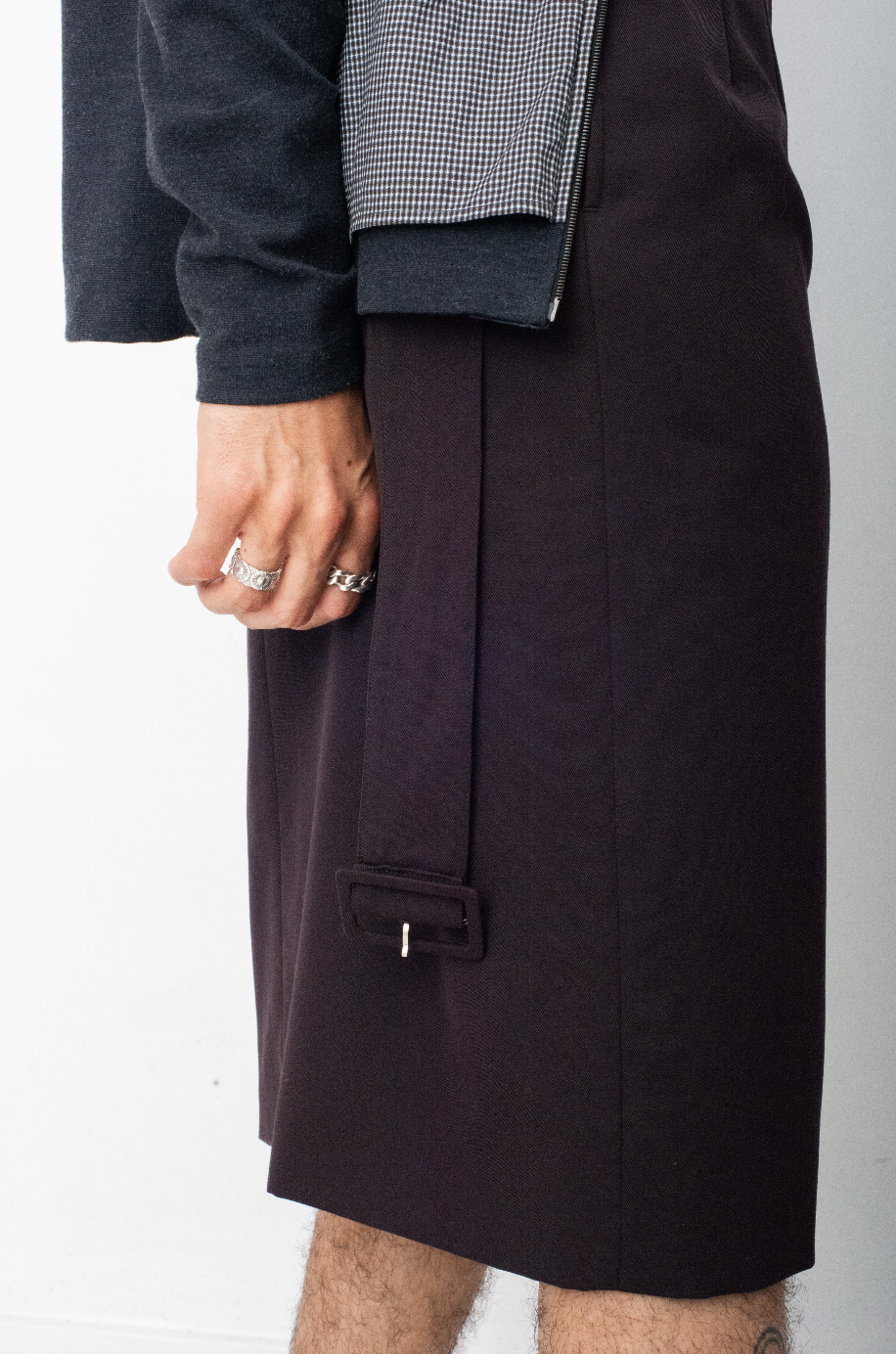 Yohji Yamamoto 90's plum wool pencil skirt with belt