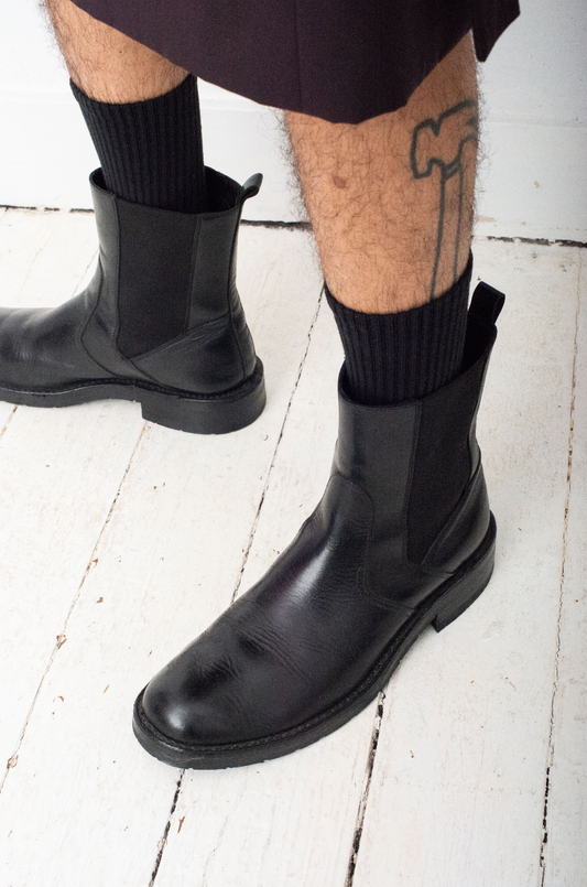 Yohji Yamamoto black leather ankle boots