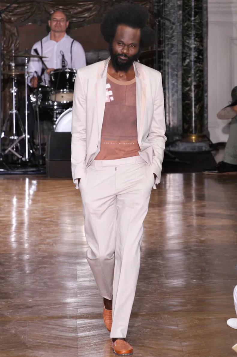 Martin Margiela SS 2013 beige suit with soft pink details