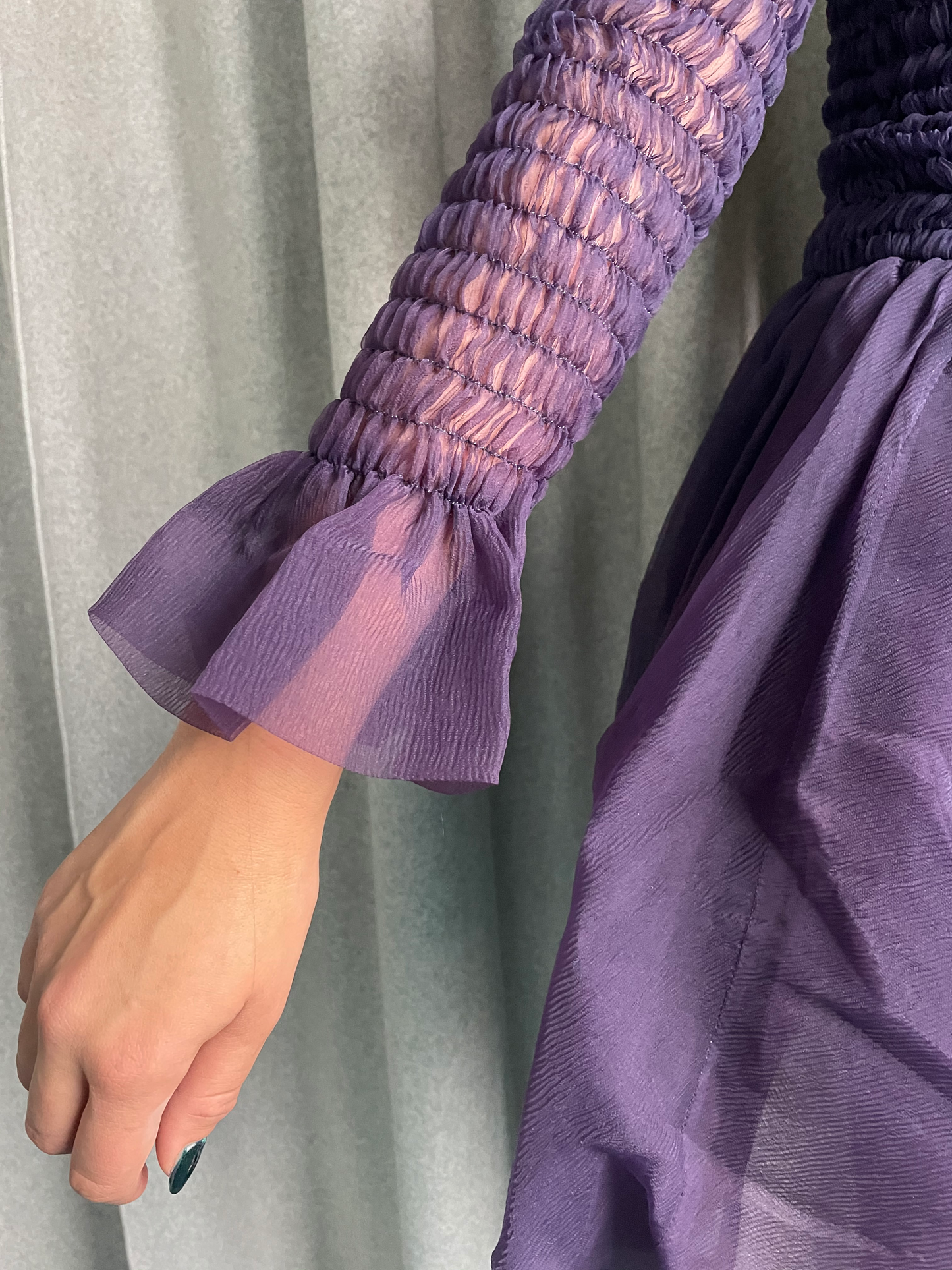 Purple sheer 80's chiffon cocktail dress