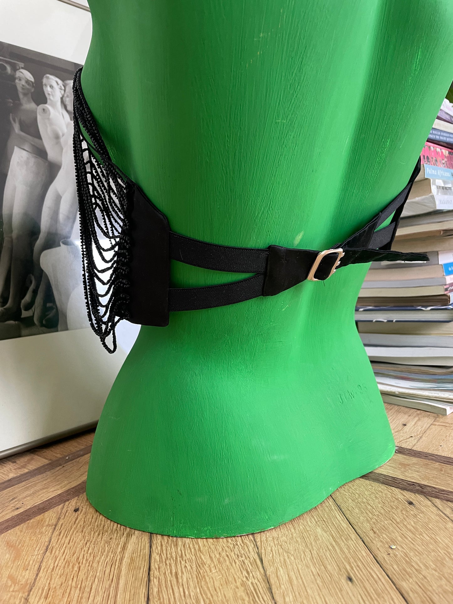 Ter et Bantine 90s black beaded belt / top