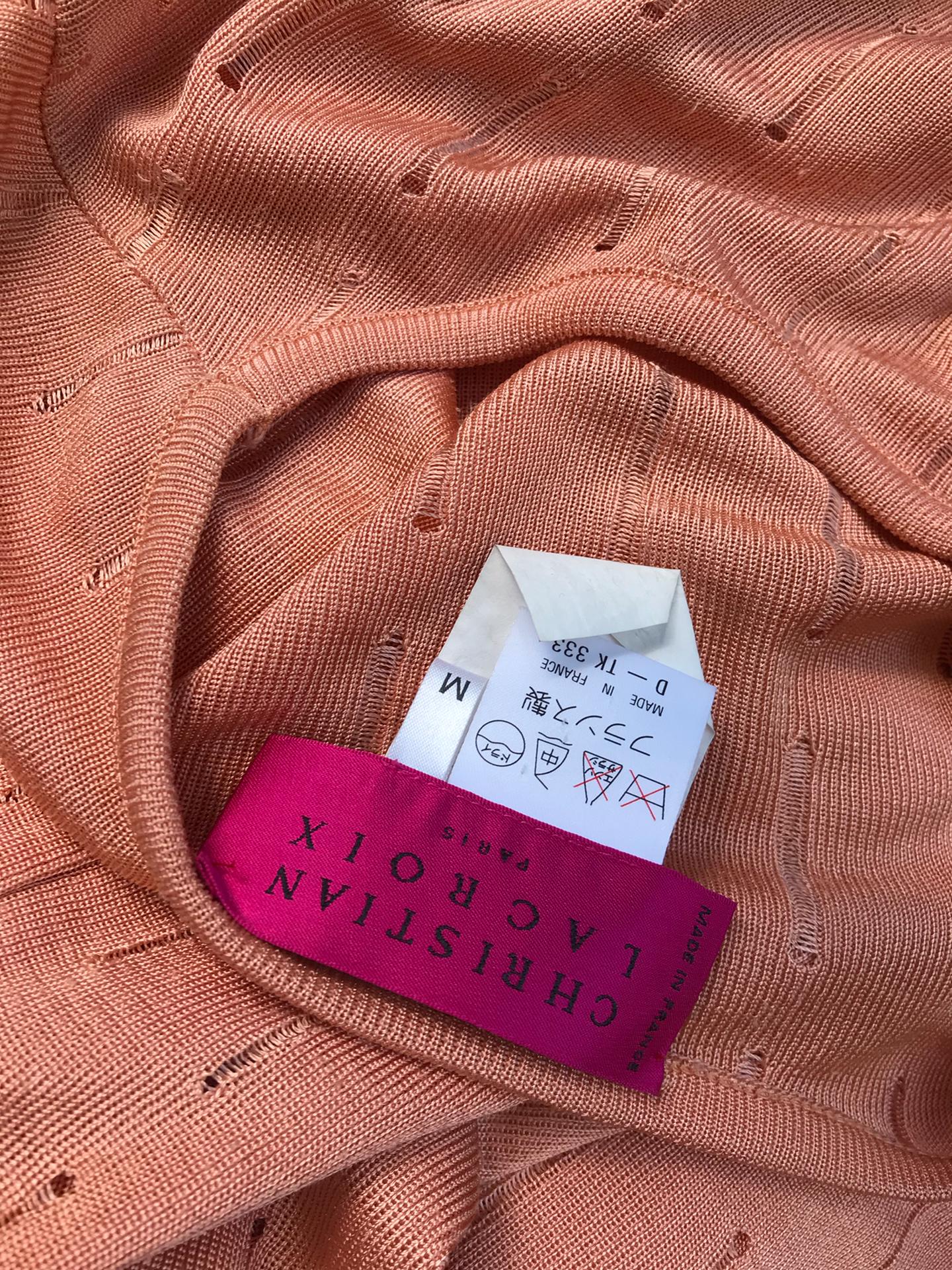 Christian Lacroix salmon long sweater with knitted pattern