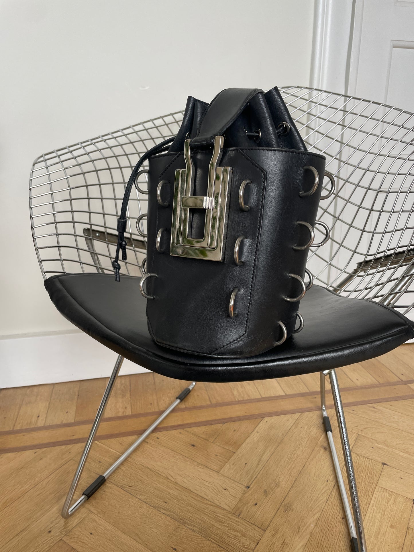 Costume National resort 2016 leather bag with metal rings
