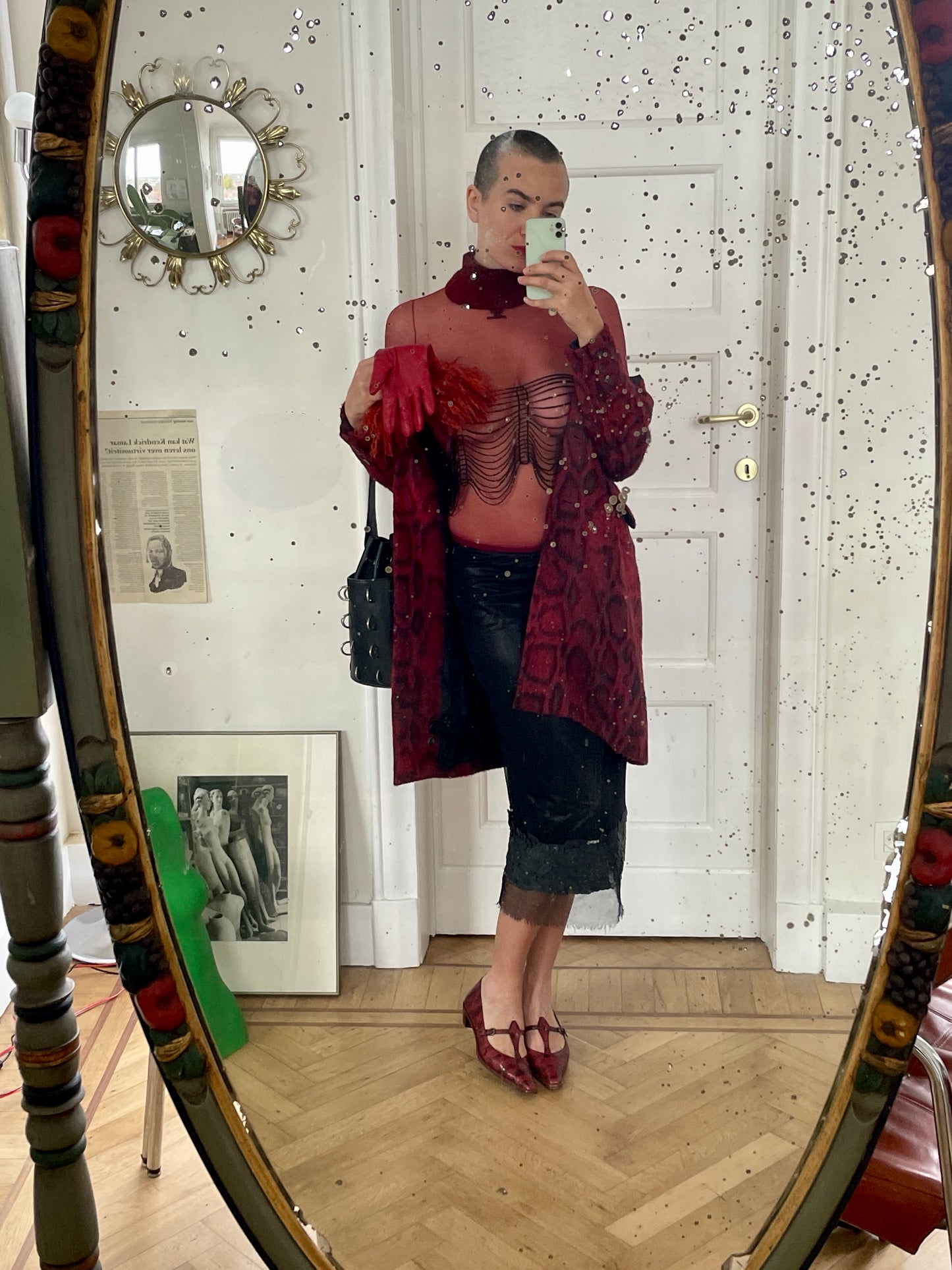 Miu Miu 1999 python print burgundy kitten heels